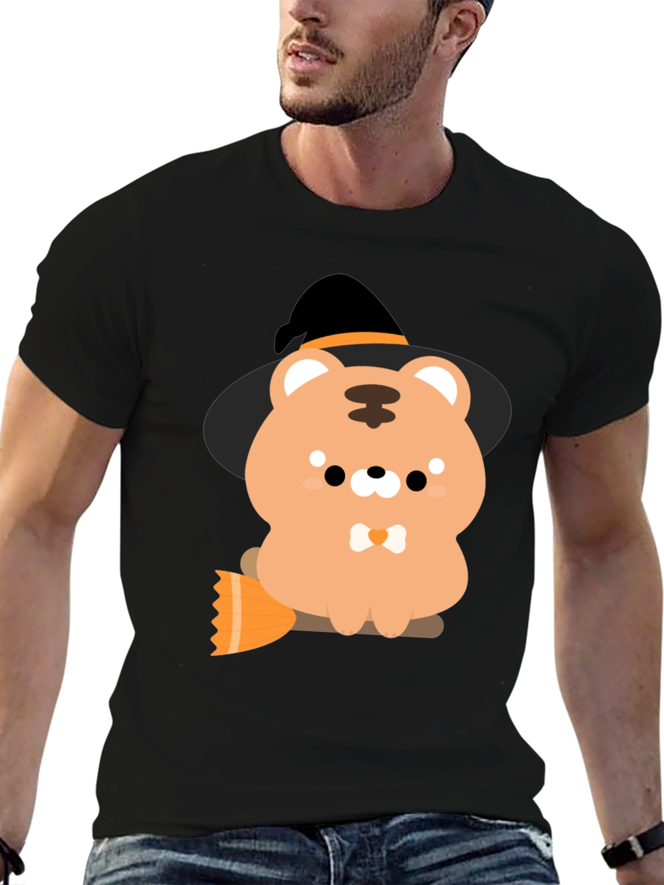 Cute Halloween Bear Witch Graphic Tee