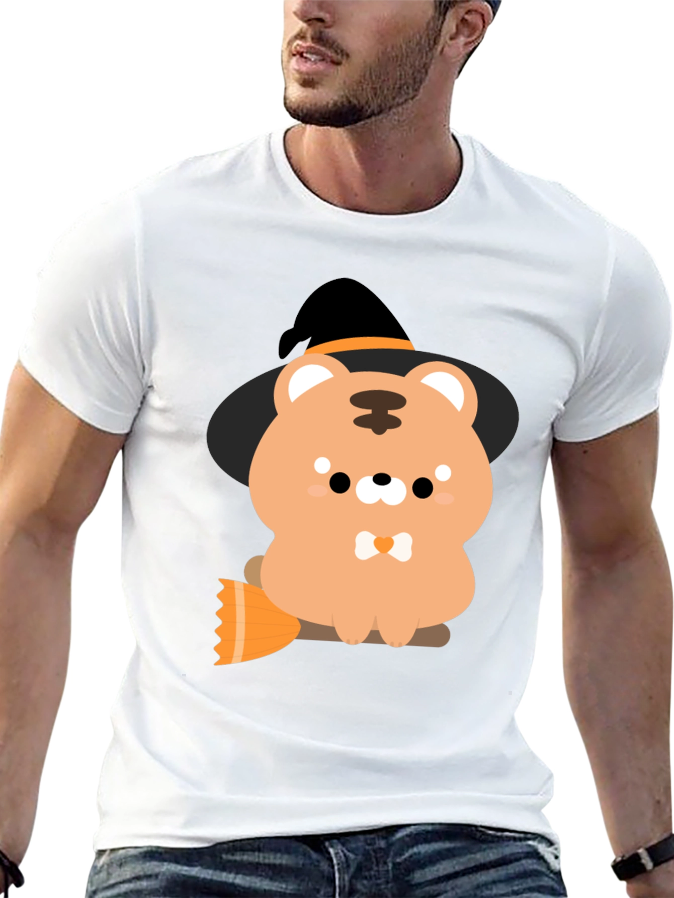 Cute Halloween Bear Witch Graphic Tee