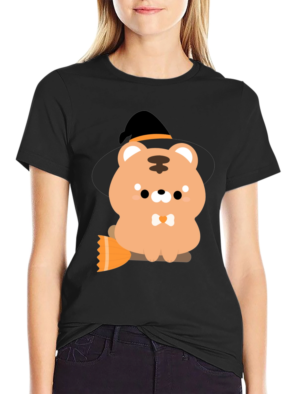 Cute Halloween Bear Witch Graphic Tee