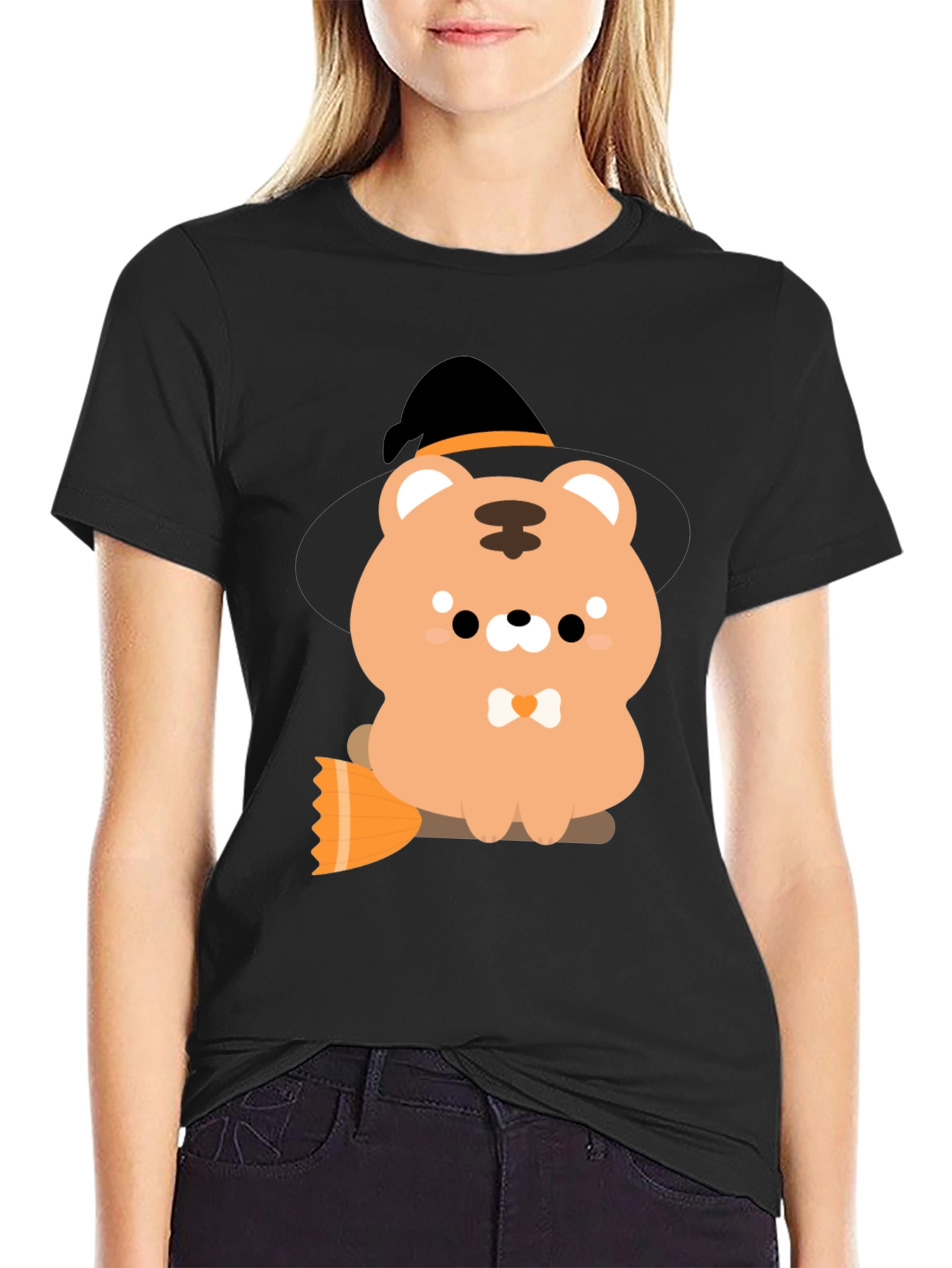 Cute Halloween Bear Witch Graphic Tee