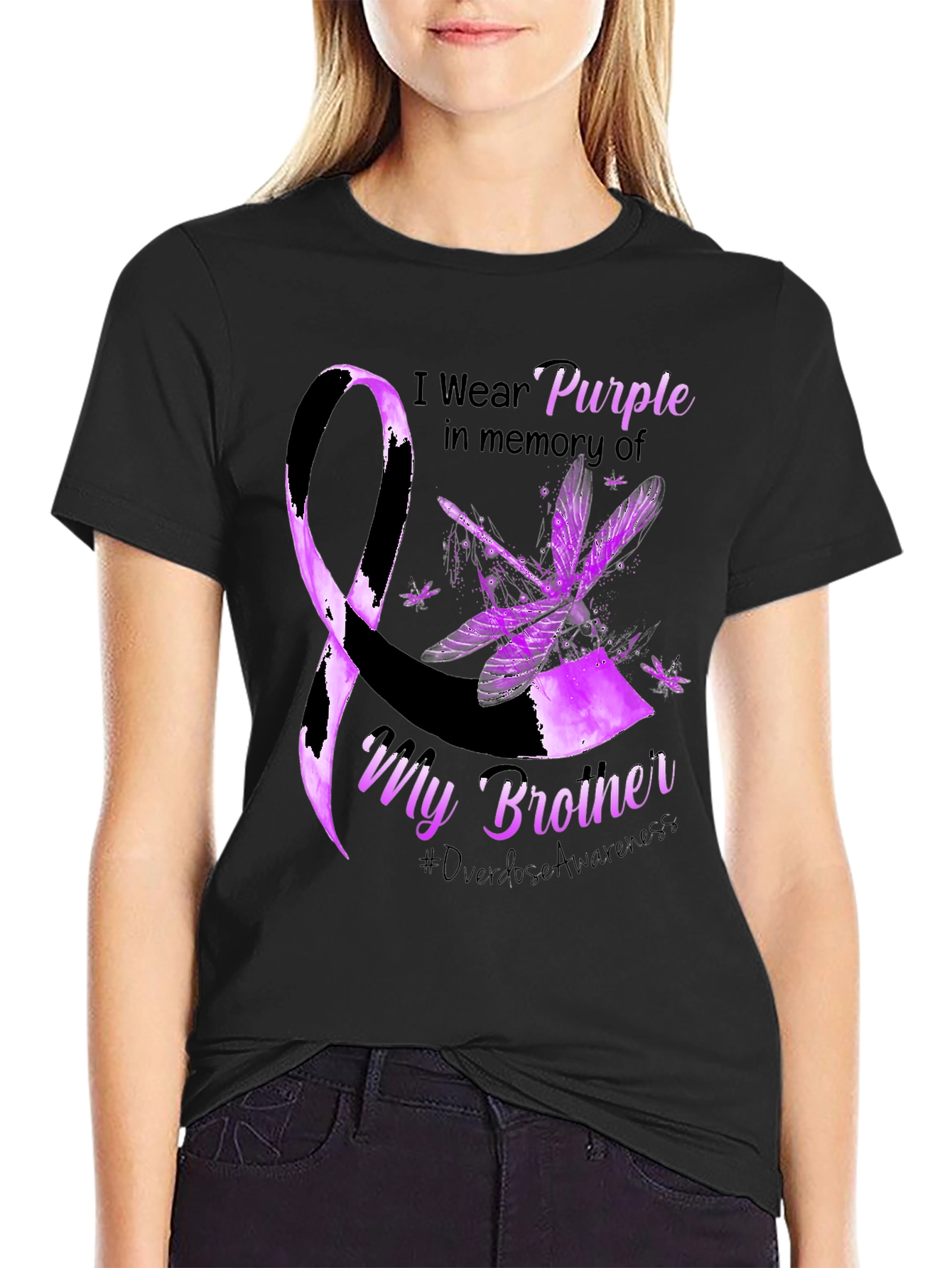 Purple Awareness Dragonfly T-Shirt