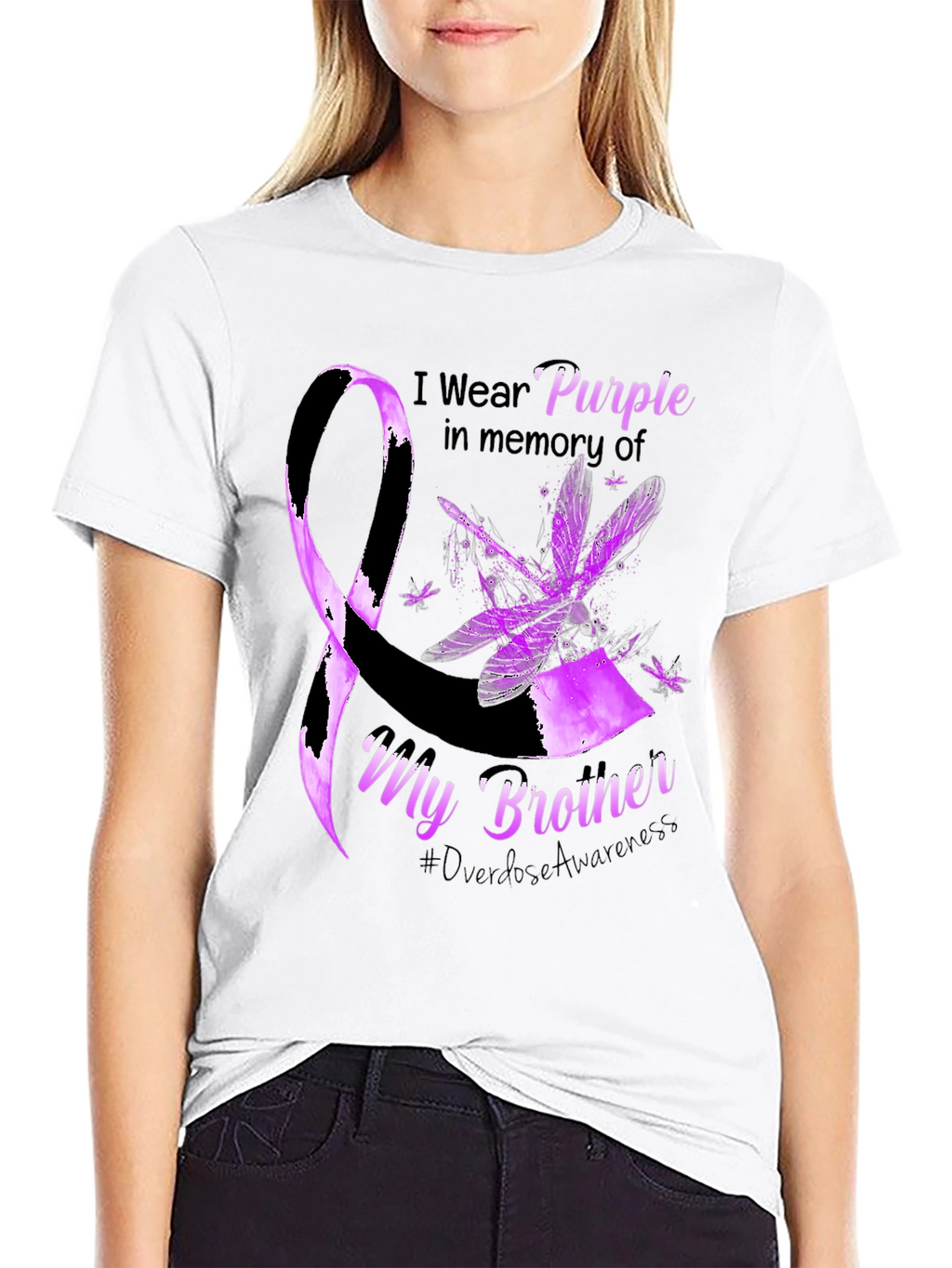 Purple Awareness Dragonfly T-Shirt
