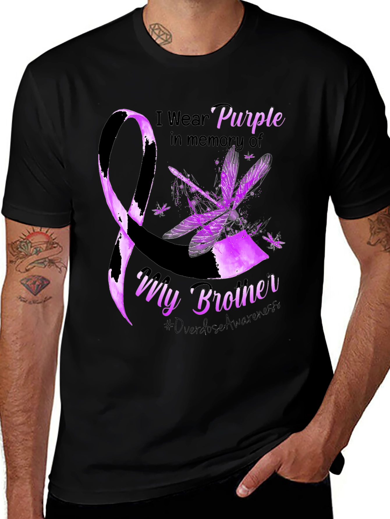 Purple Awareness Dragonfly T-Shirt