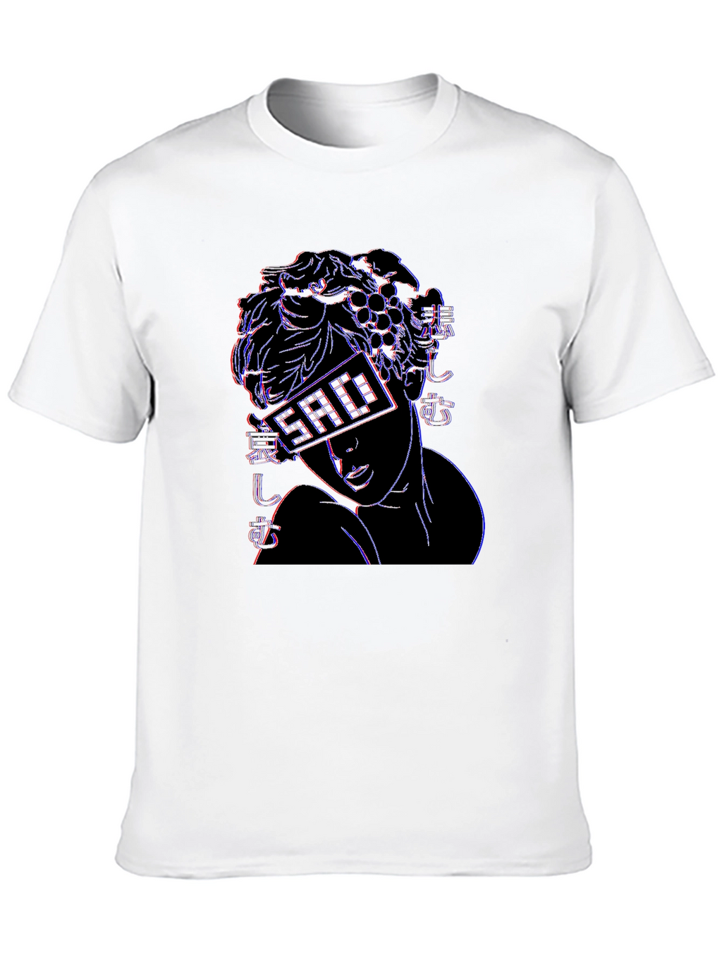 Neon SAD Statue Graphic Black T-Shirt