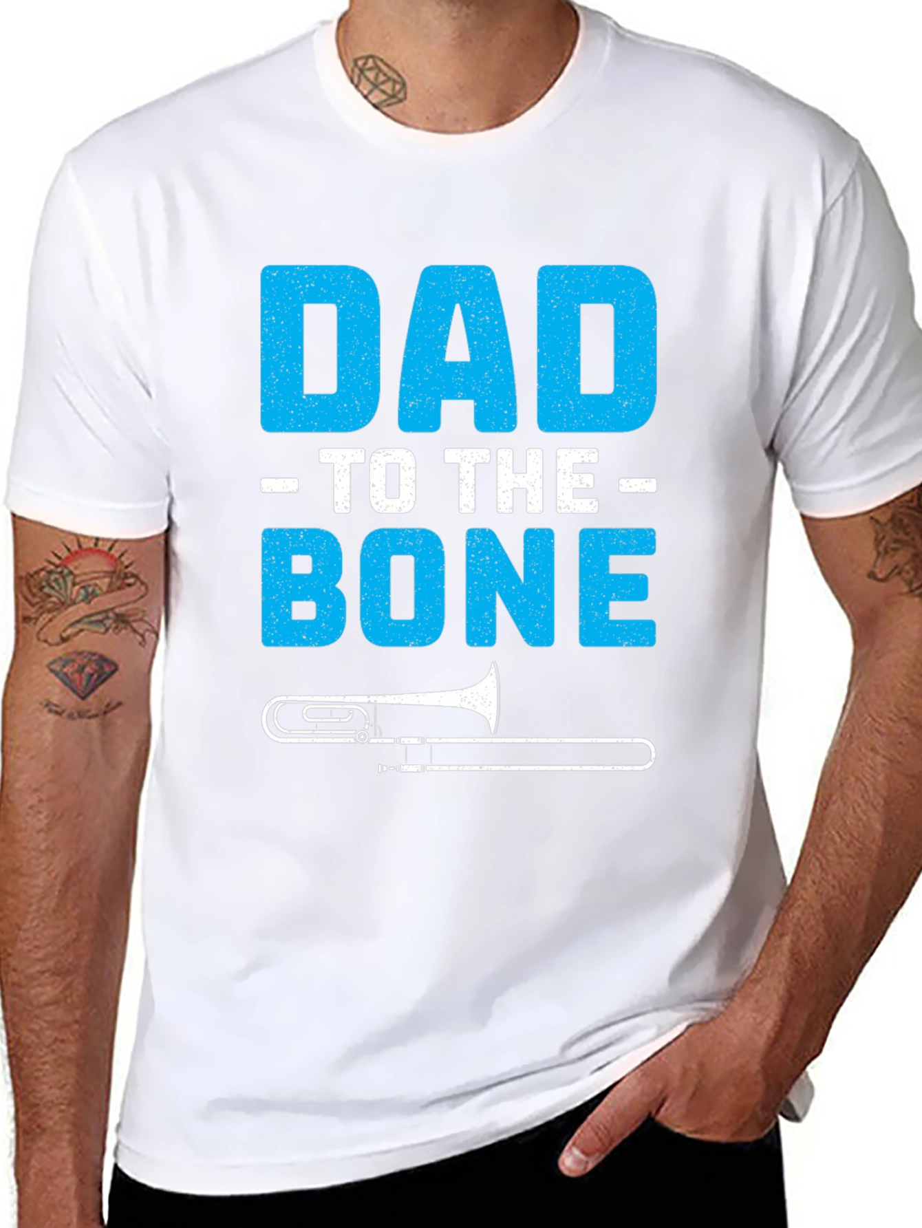 Dad To The Bone Trombone T-Shirt - Fathers Day Gift