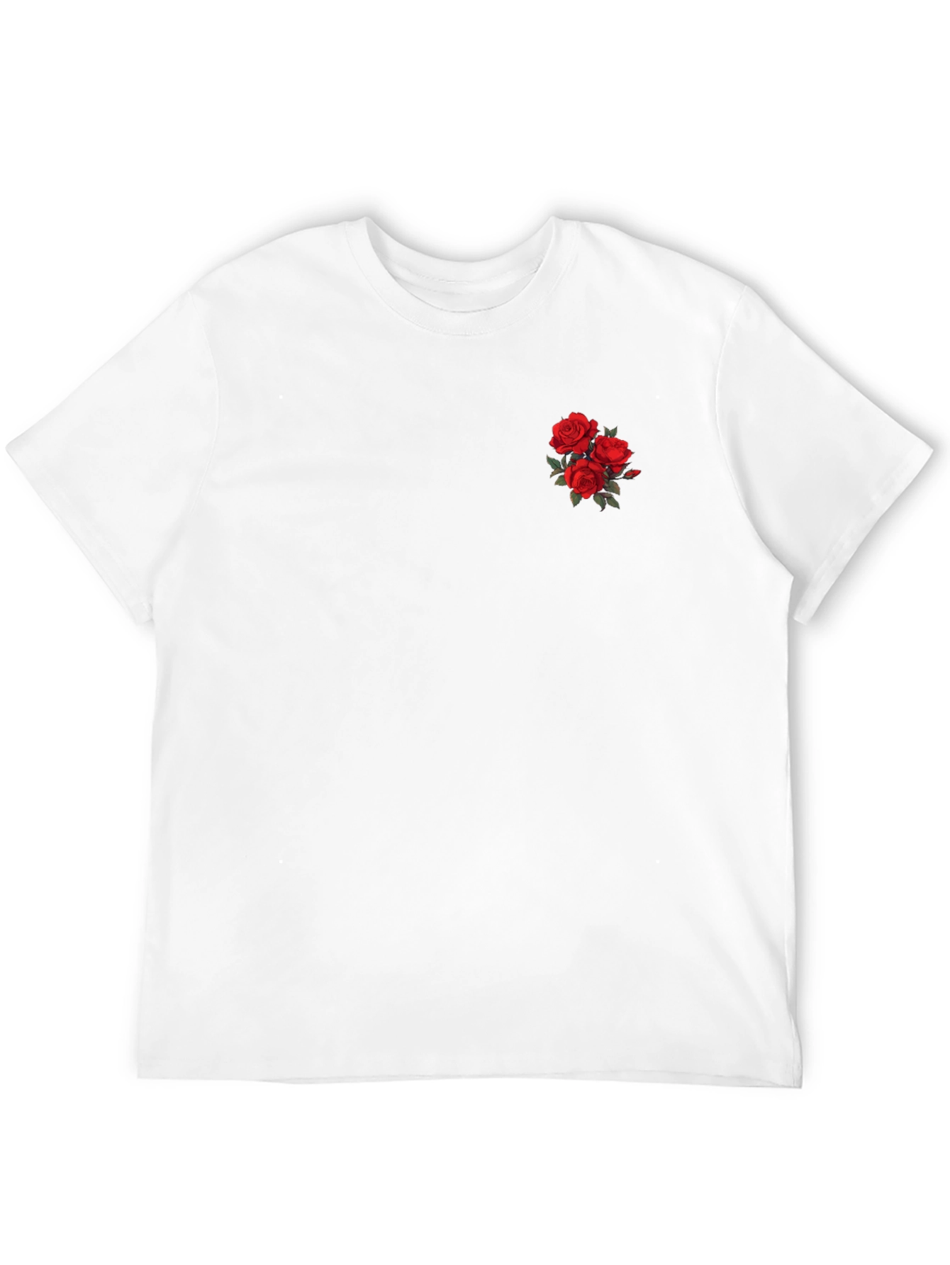 Black T-Shirt with Rose Embroidery