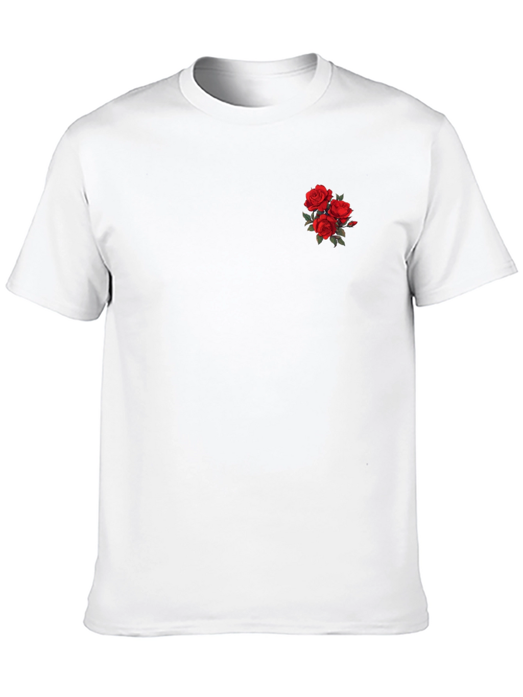 Black T-Shirt with Rose Embroidery