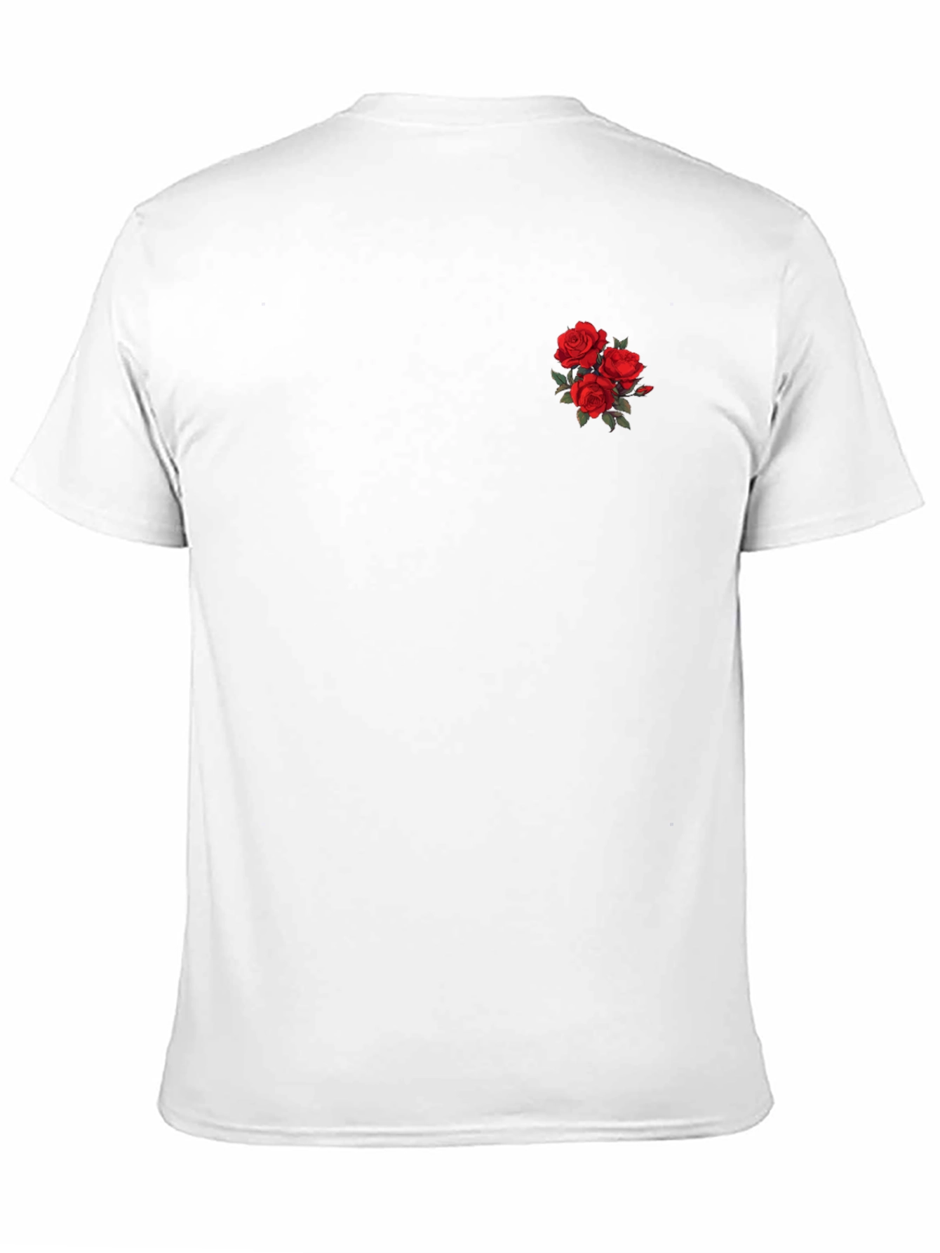 Black T-Shirt with Rose Embroidery