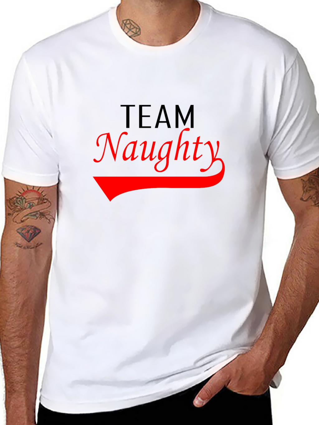 Team Naughty Graphic T-Shirt - Black Crew Neck