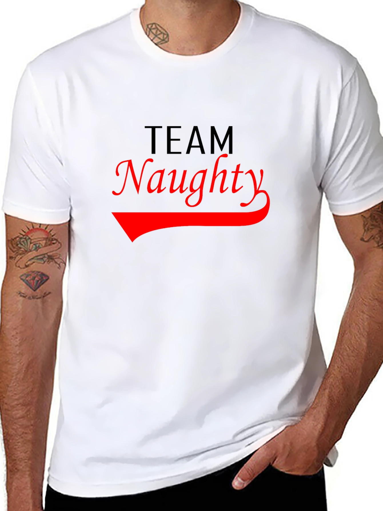 Team Naughty Graphic T-Shirt - Black Crew Neck