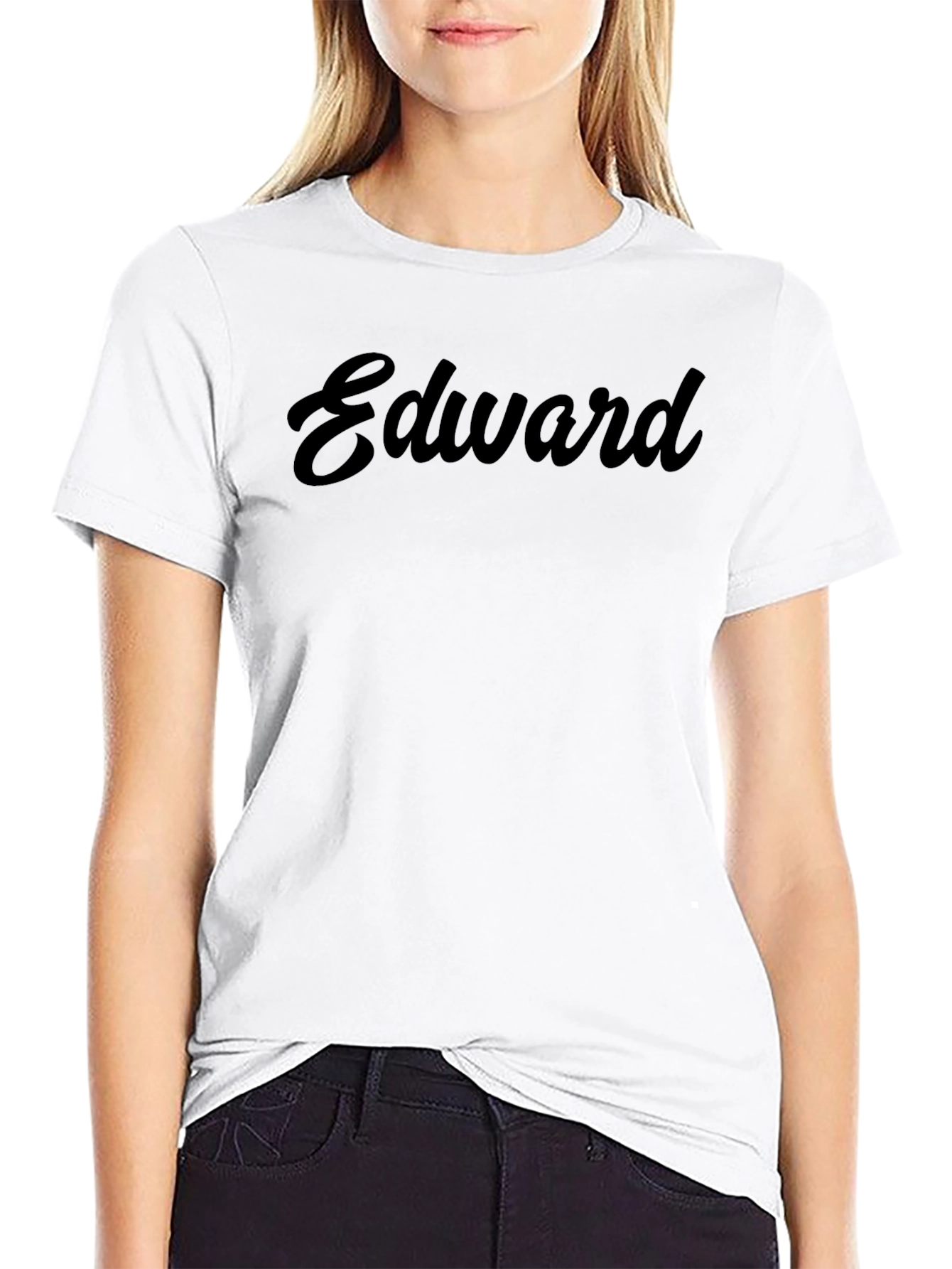 Personalized Edward Script T-Shirt - Black