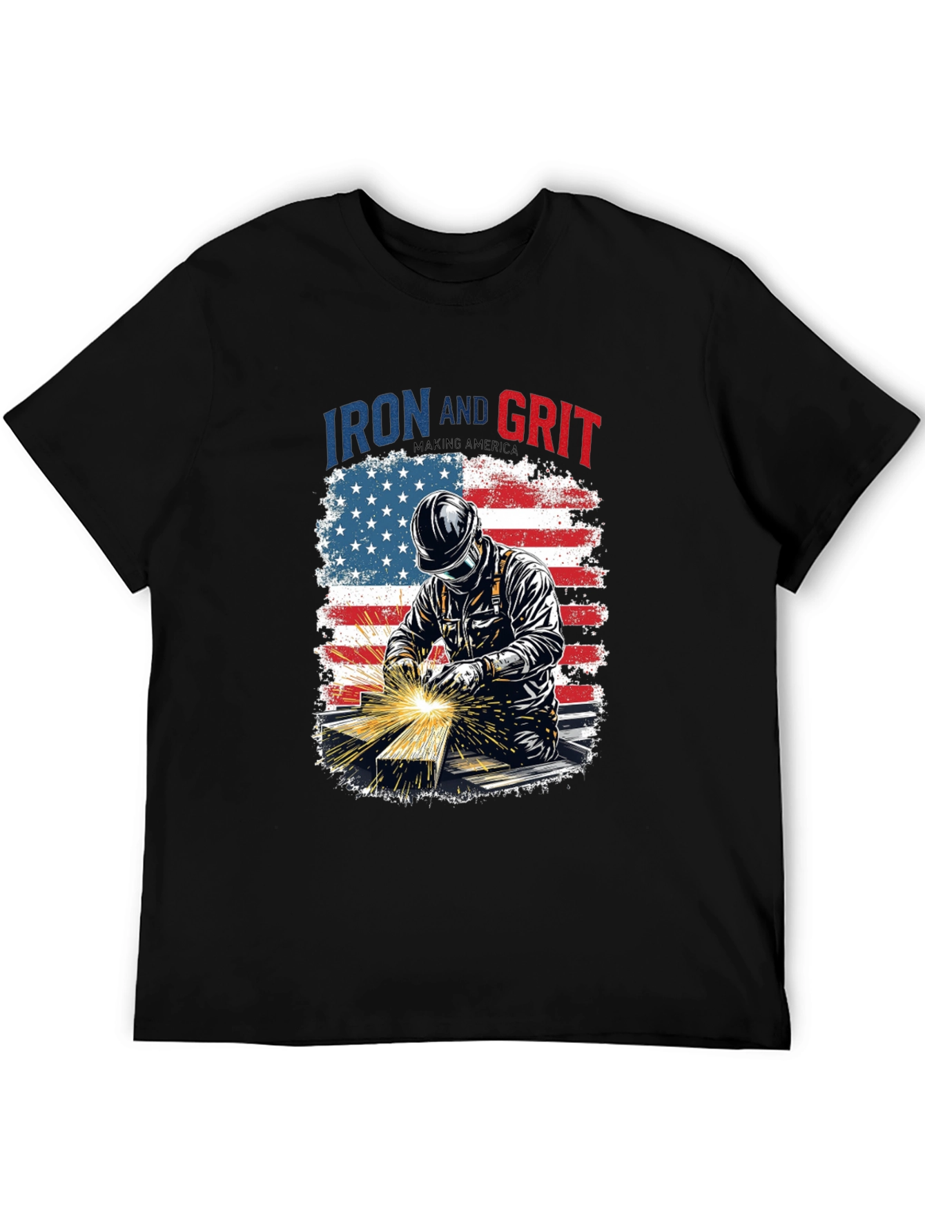Iron and Grit Welder T-Shirt - Patriotic Design