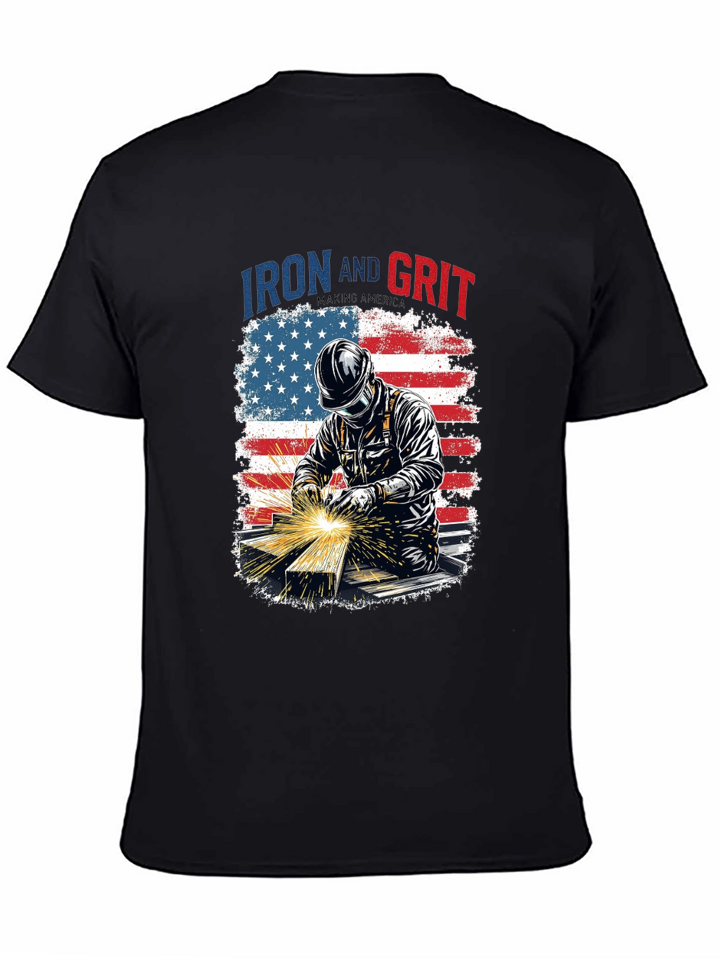 Iron and Grit Welder T-Shirt - Patriotic Design