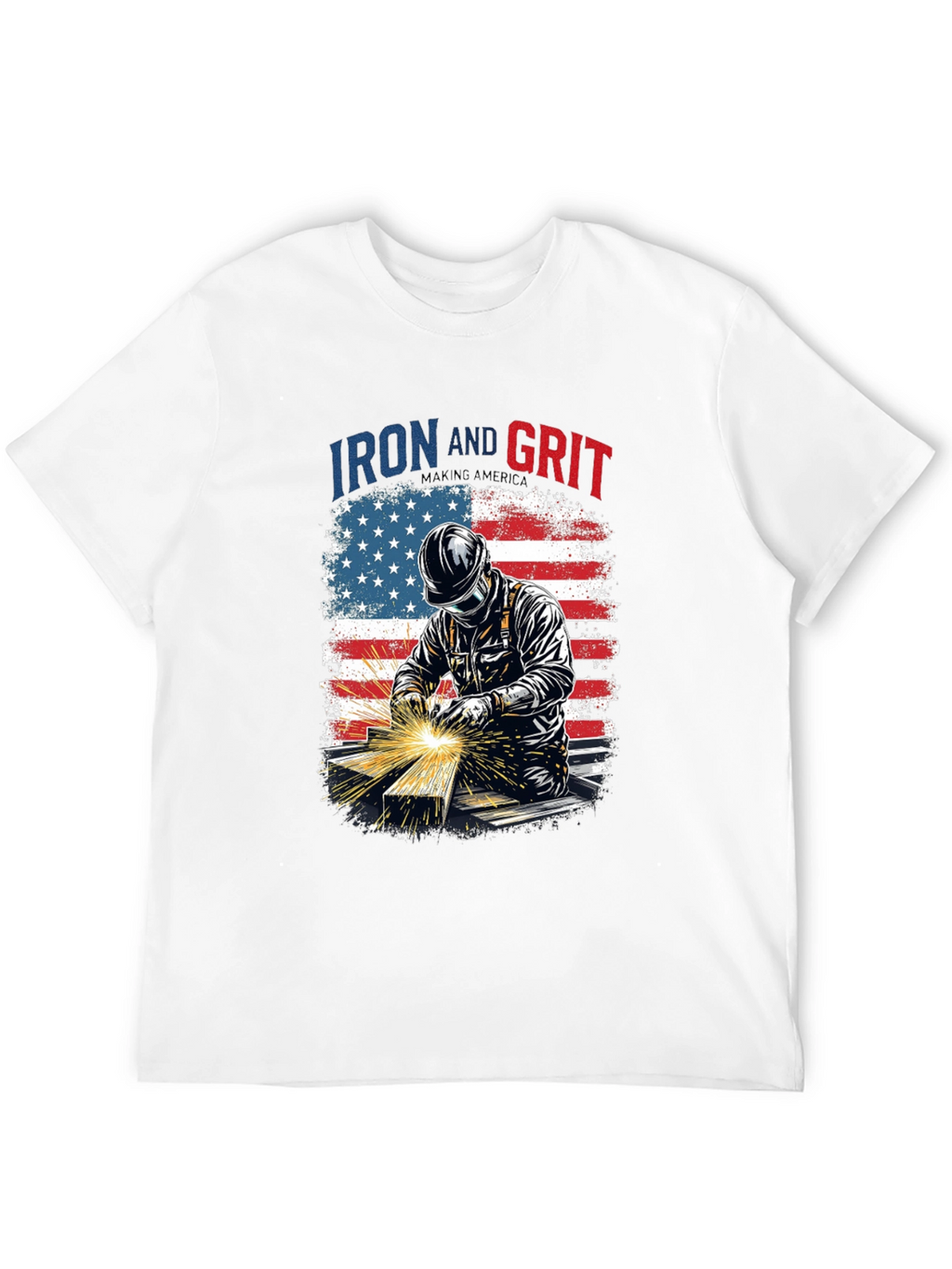 Iron and Grit Welder T-Shirt - Patriotic Design