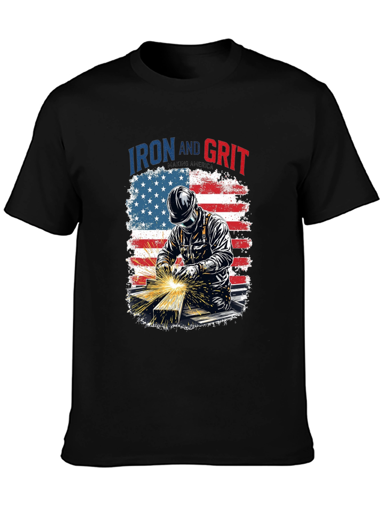 Iron and Grit Welder T-Shirt - Patriotic Design