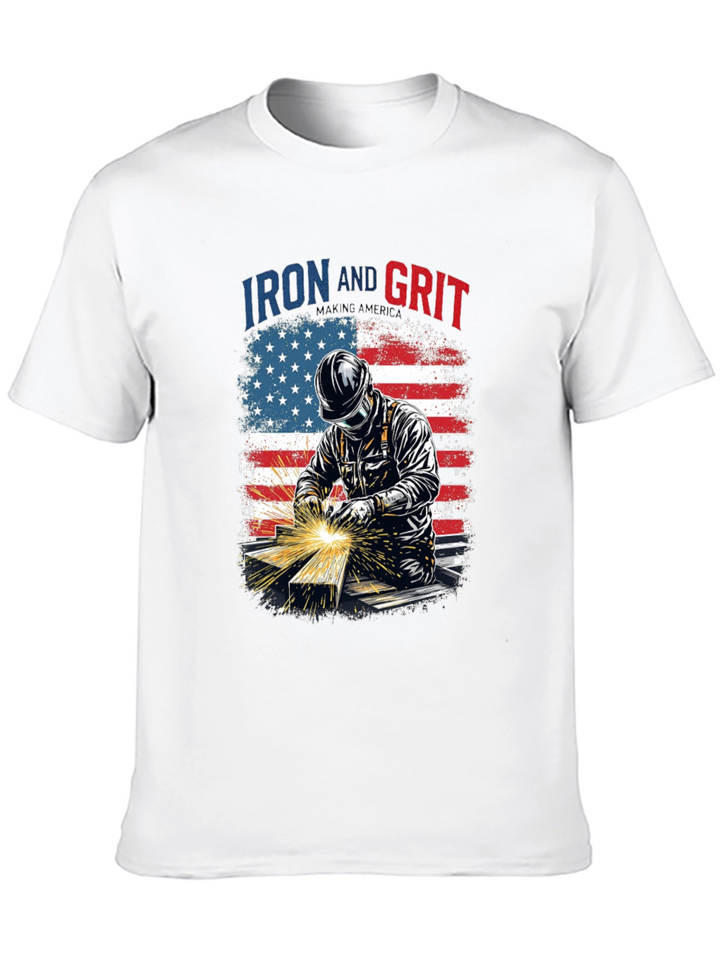 Iron and Grit Welder T-Shirt - Patriotic Design