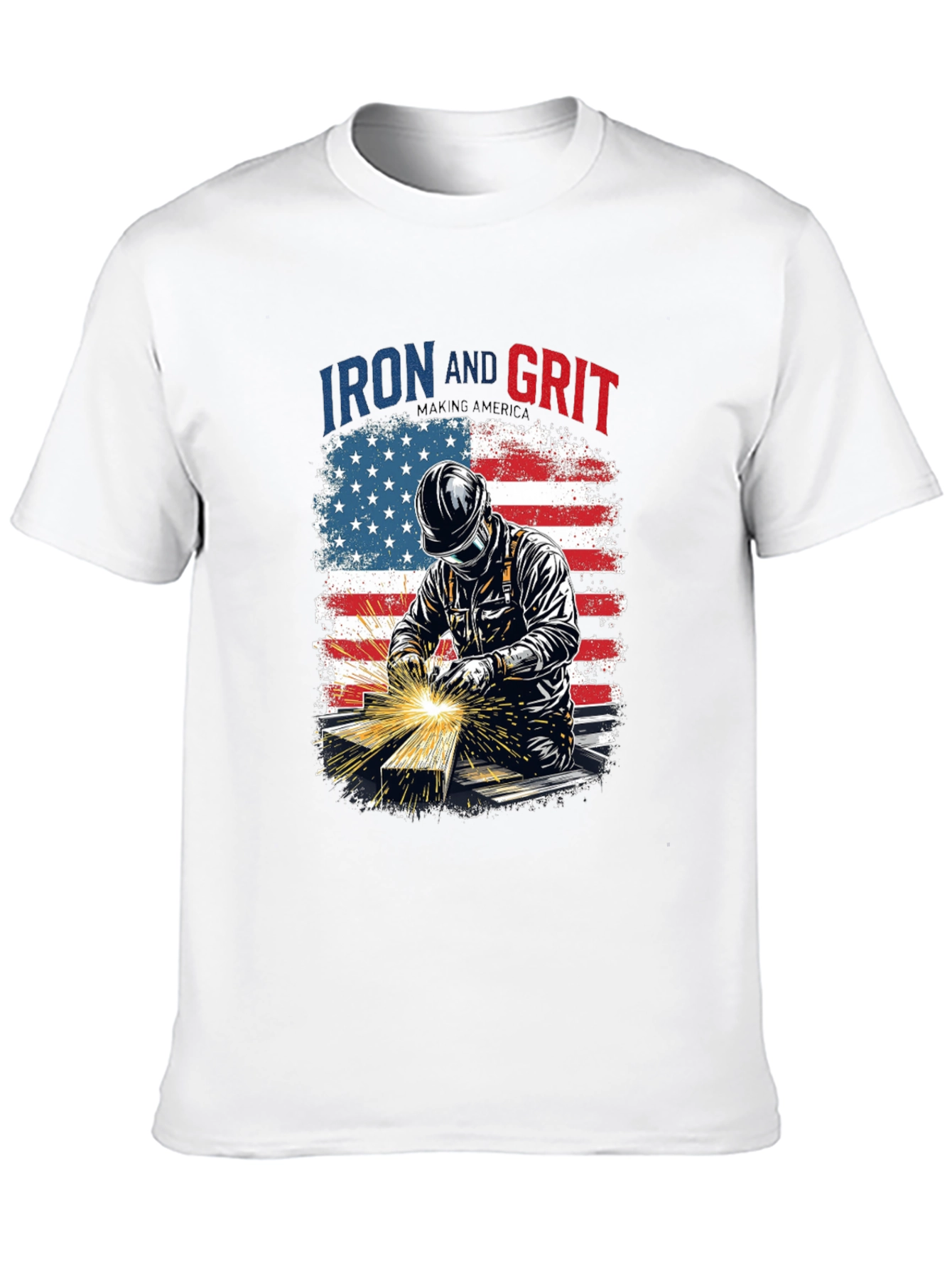 Iron and Grit Welder T-Shirt - Patriotic Design