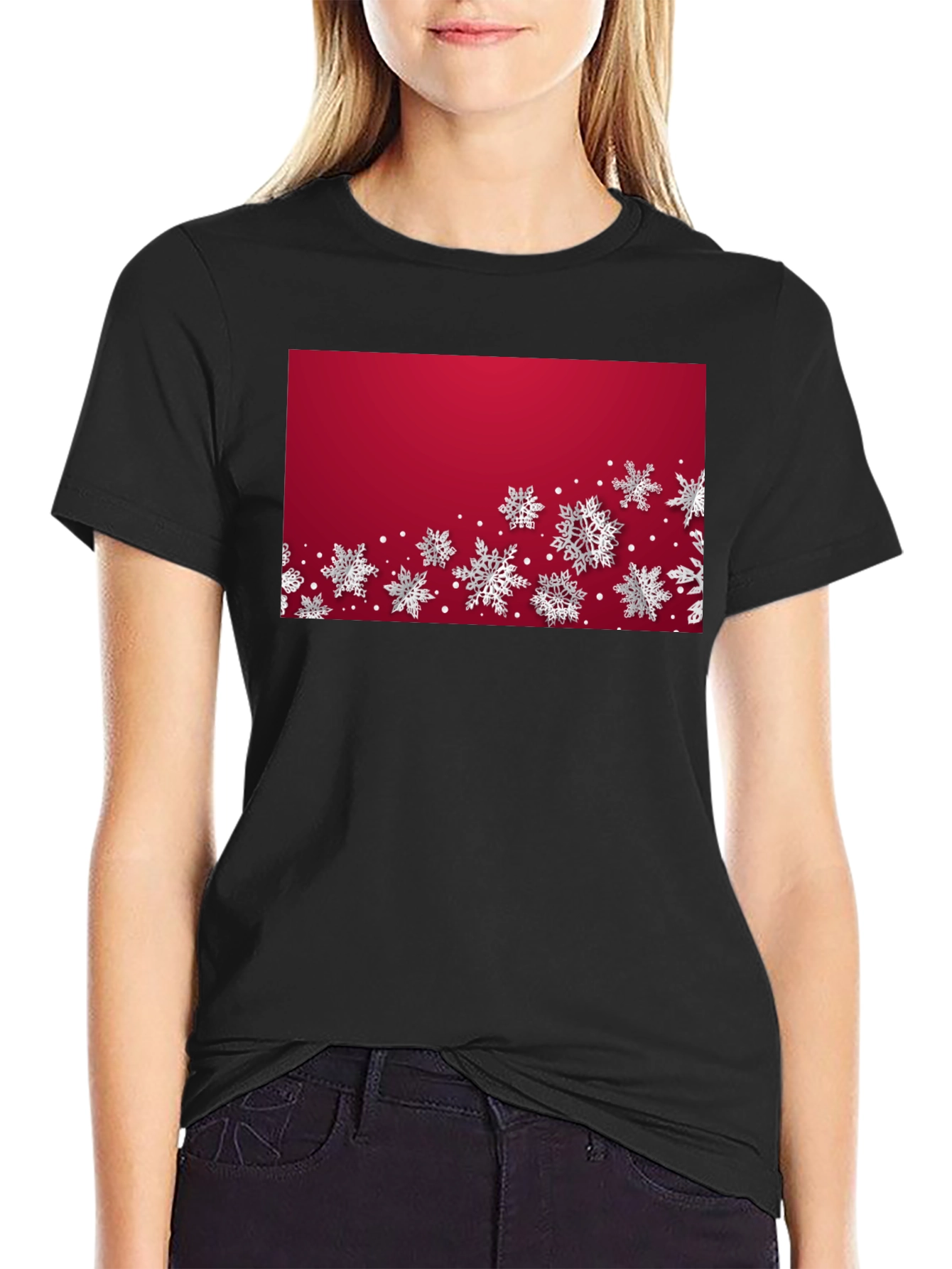 Snowflake Holiday Graphic Tee - Red