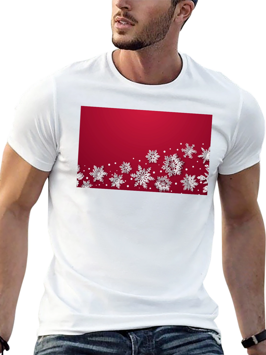 Snowflake Holiday Graphic Tee - Red