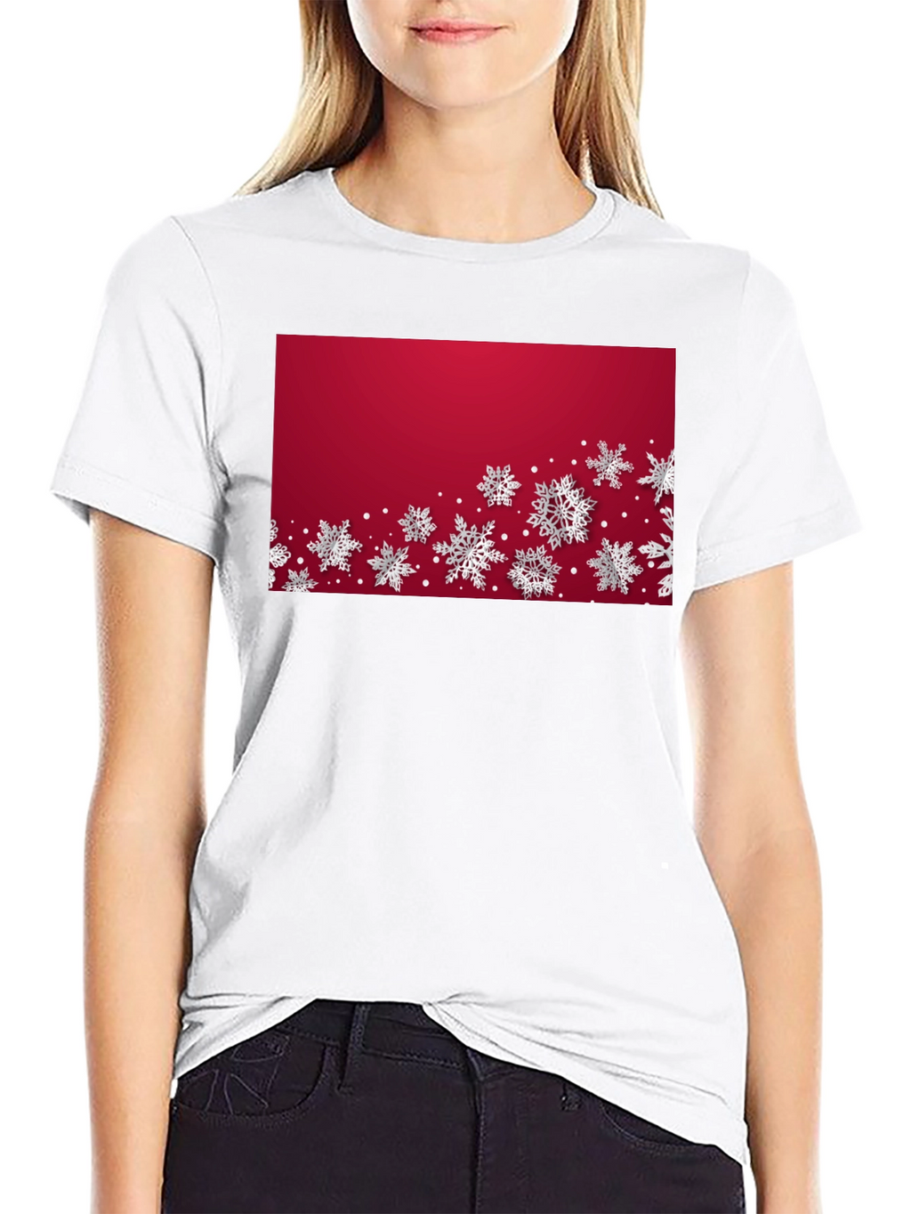 Snowflake Holiday Graphic Tee - Red