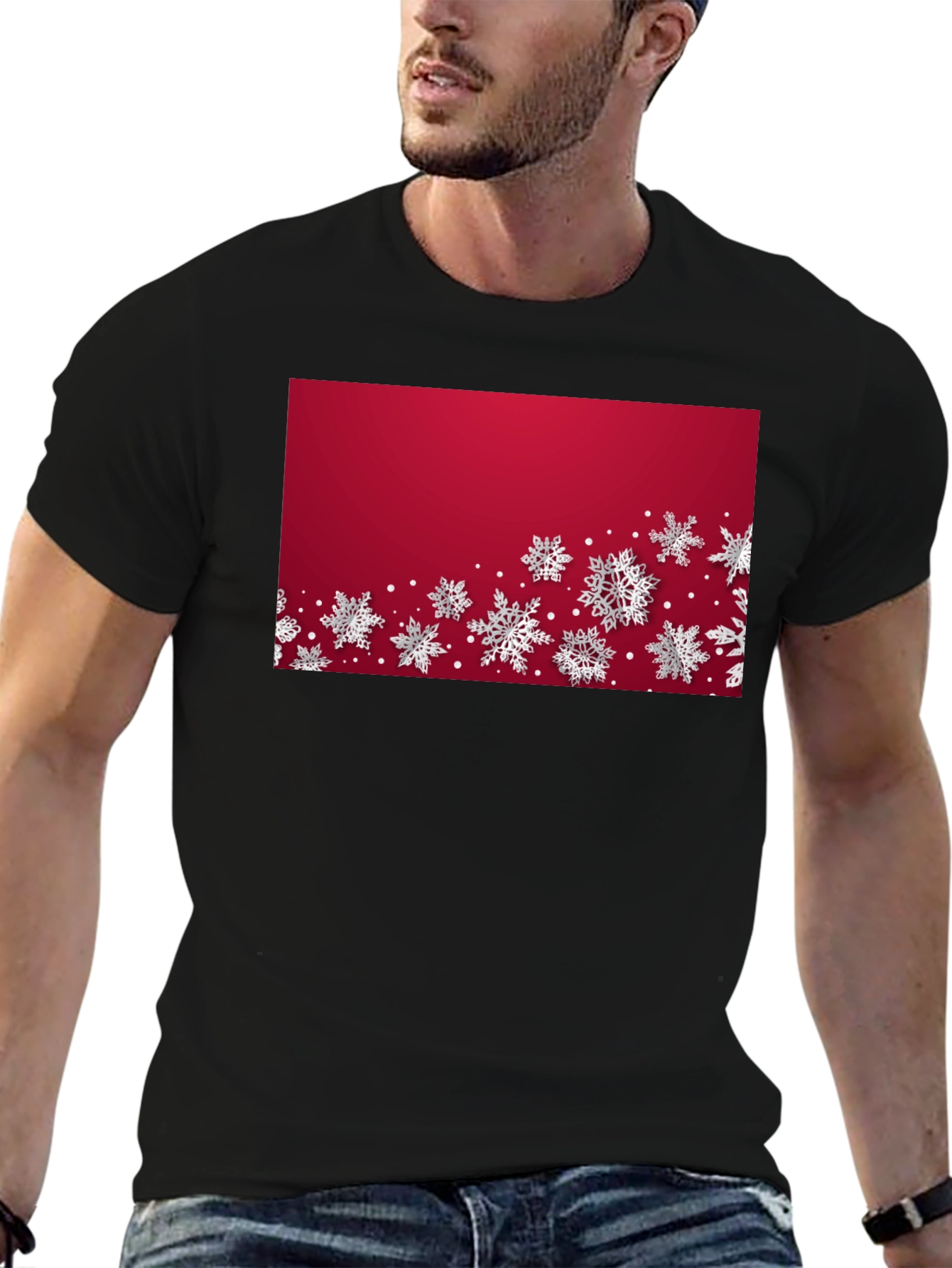 Snowflake Holiday Graphic Tee - Red