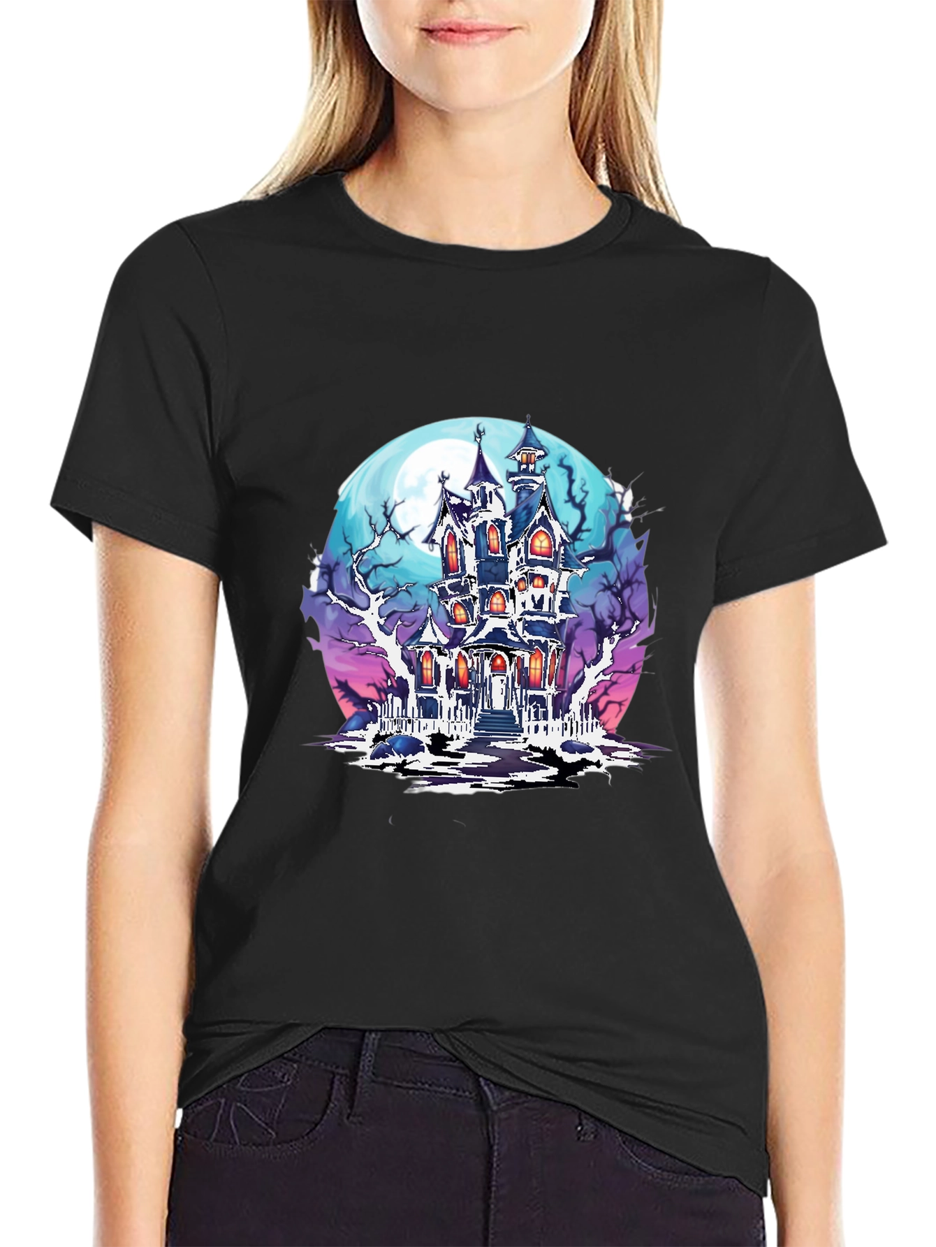 Haunted House Graphic T-Shirt