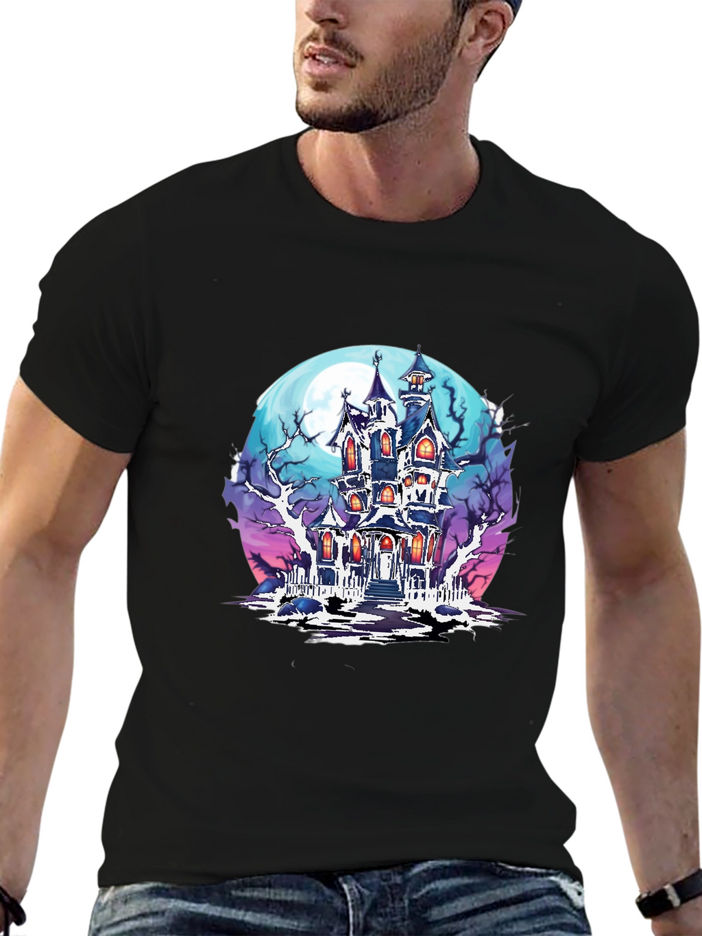 Haunted House Graphic T-Shirt