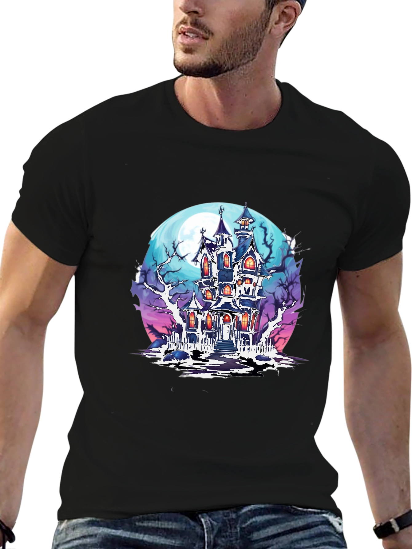 Haunted House Graphic T-Shirt