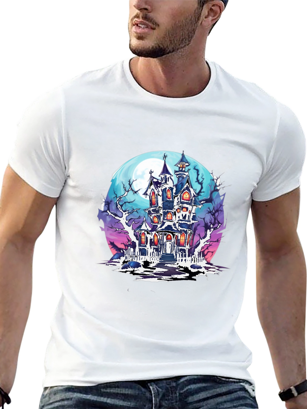 Haunted House Graphic T-Shirt