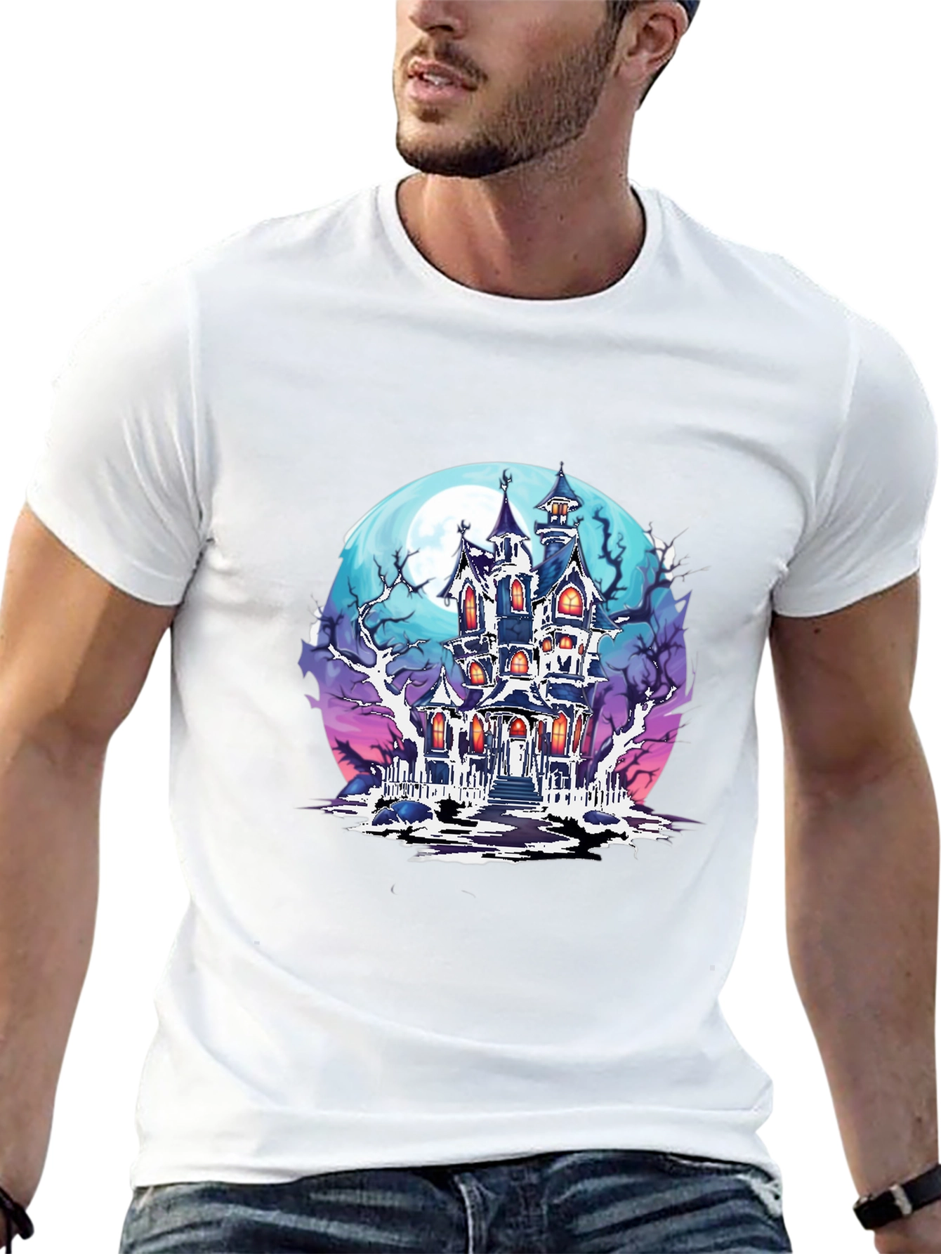 Haunted House Graphic T-Shirt