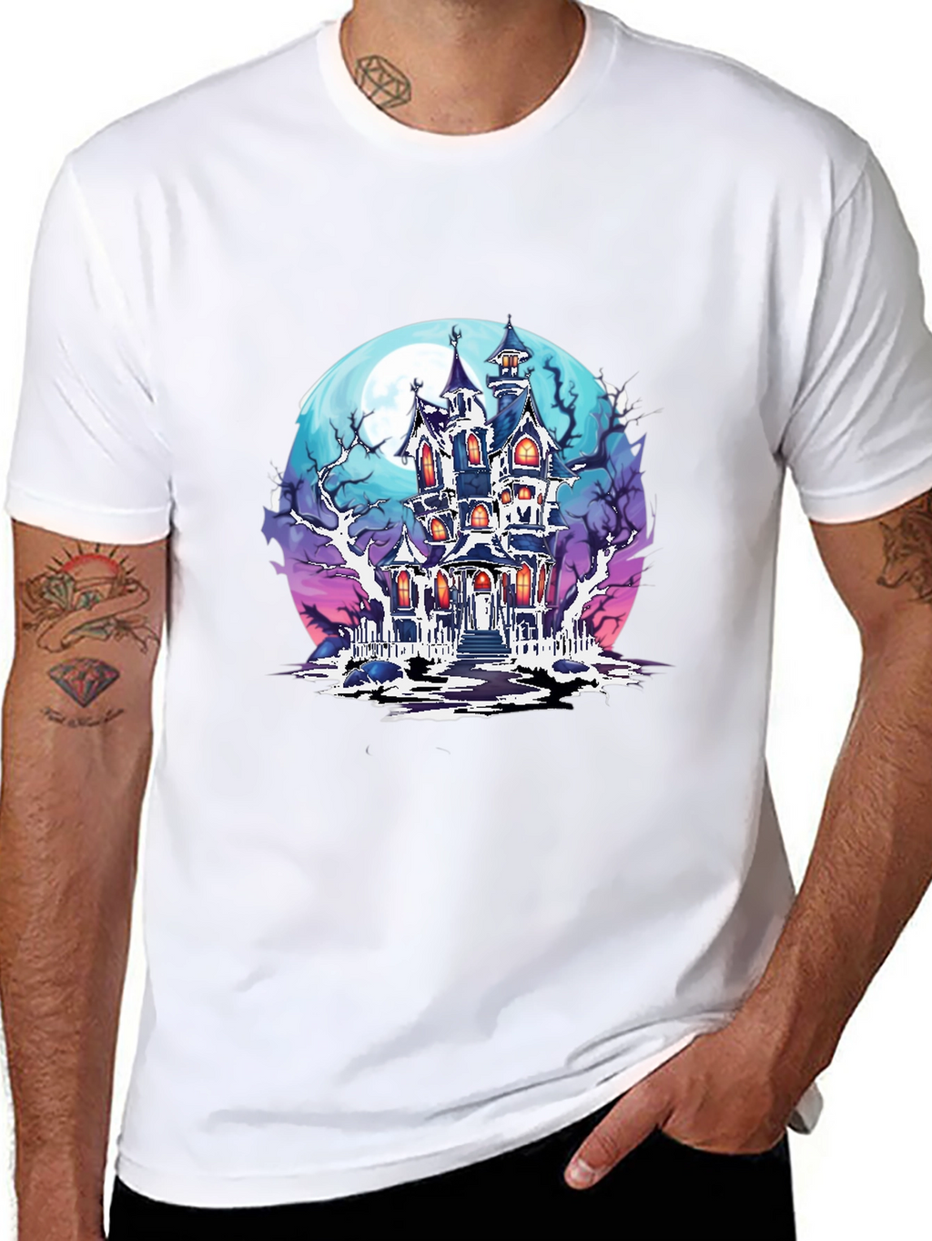 Haunted House Graphic T-Shirt
