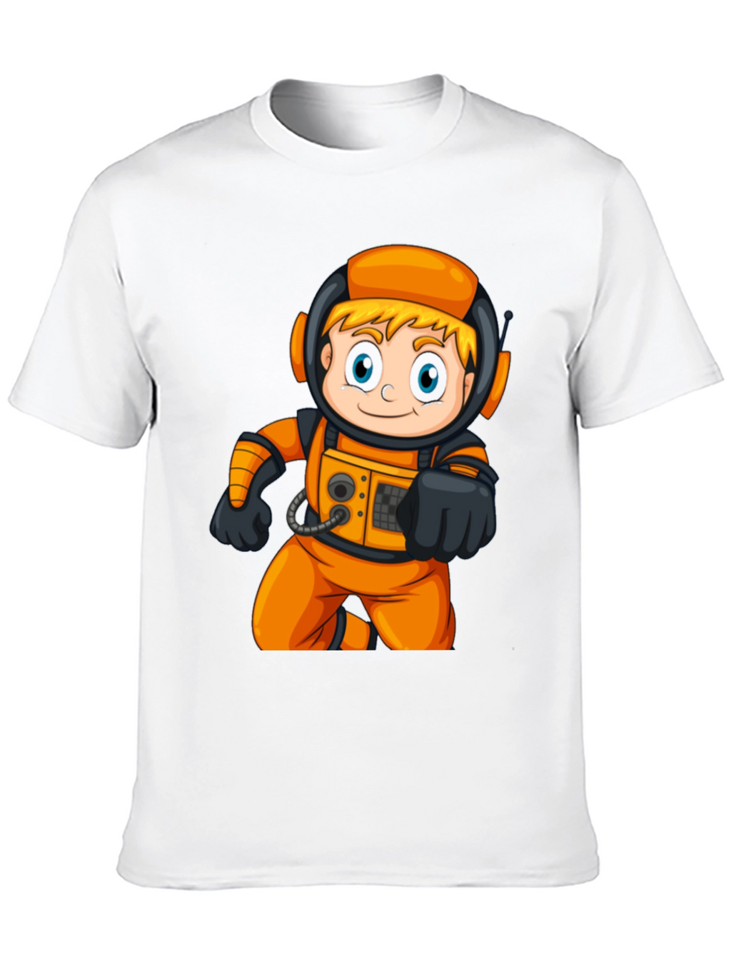 Astronaut Cartoon Graphic T-Shirt - Fun Space Tee