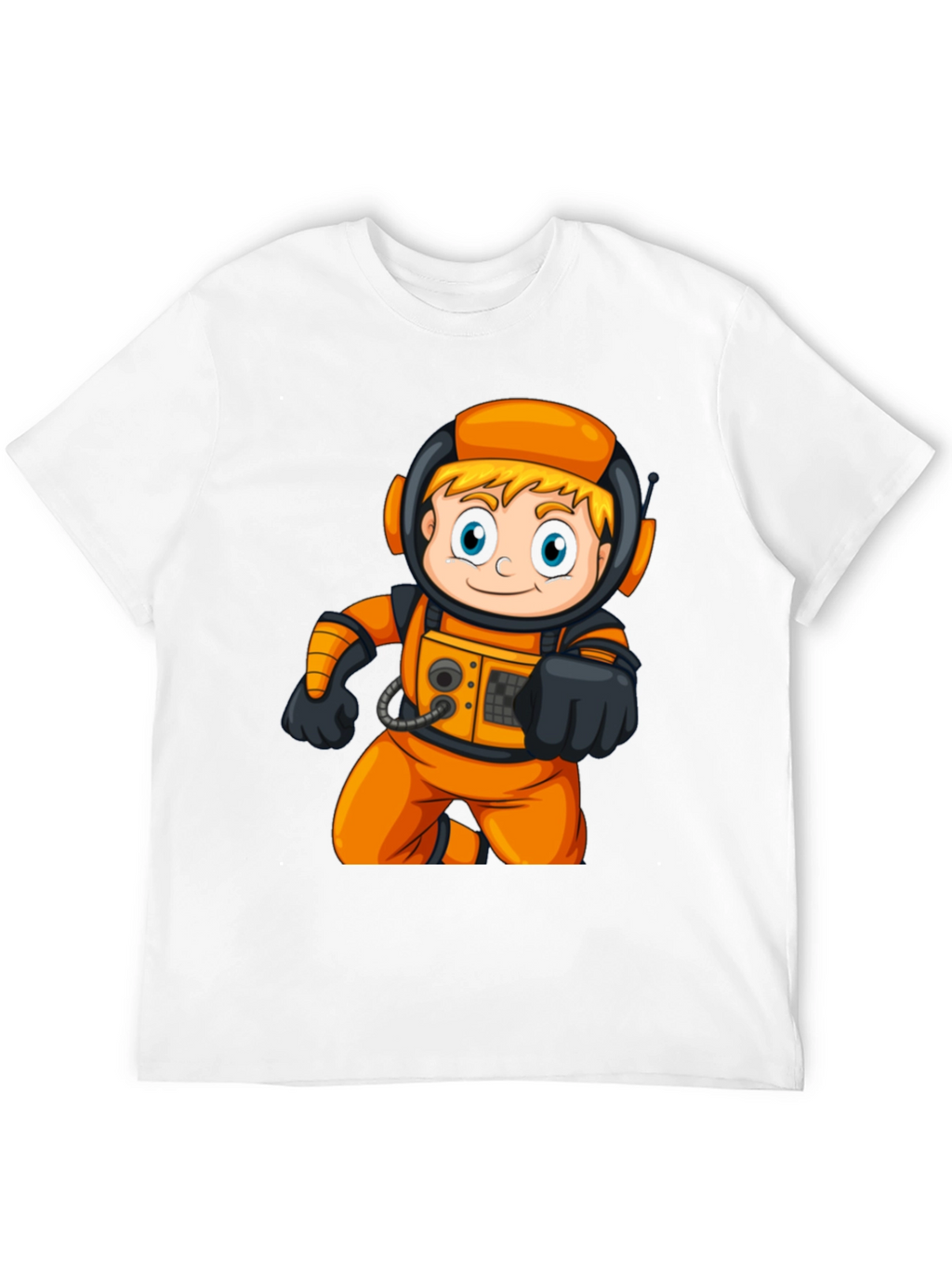 Astronaut Cartoon Graphic T-Shirt - Fun Space Tee