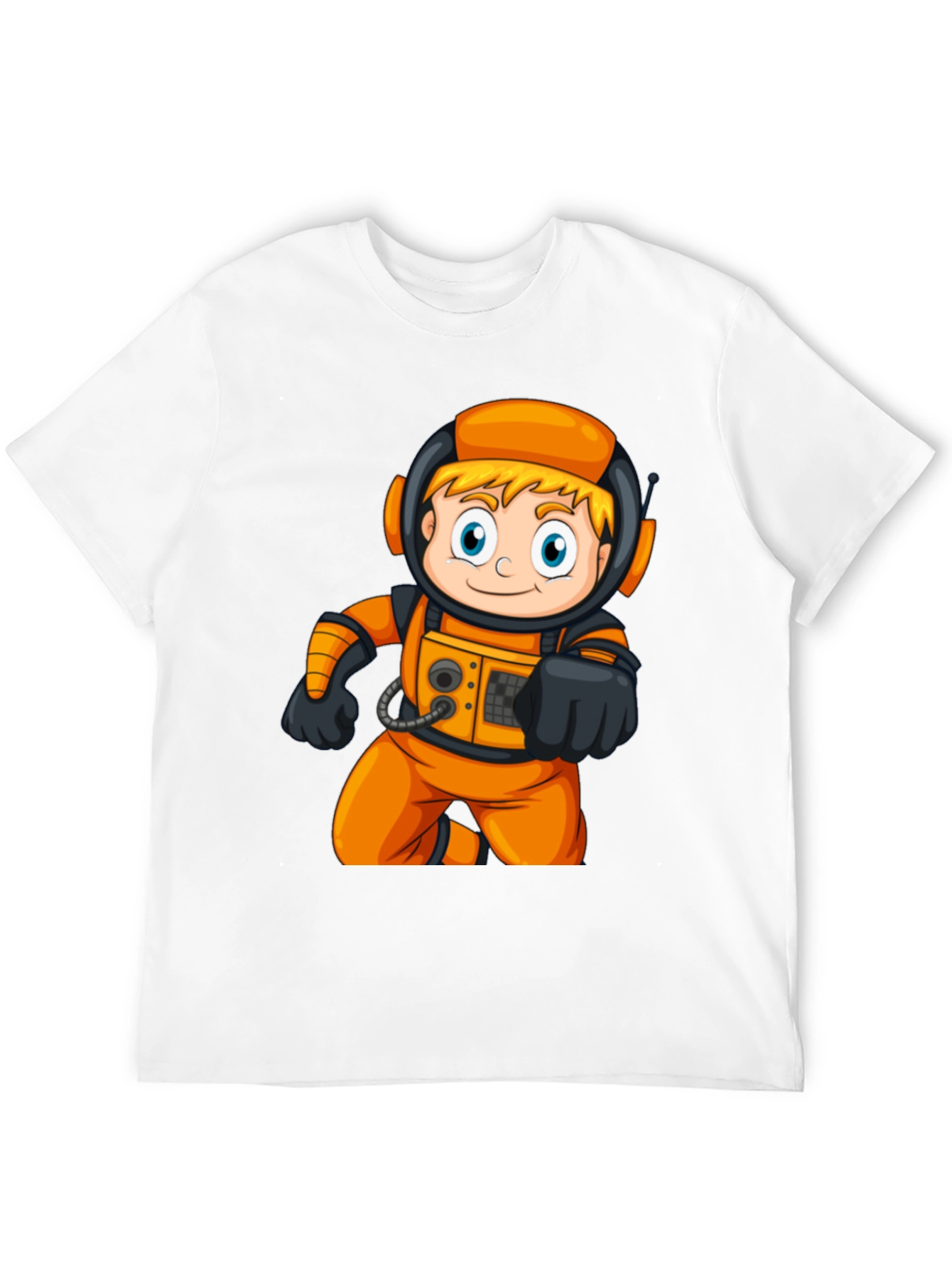 Astronaut Cartoon Graphic T-Shirt - Fun Space Tee