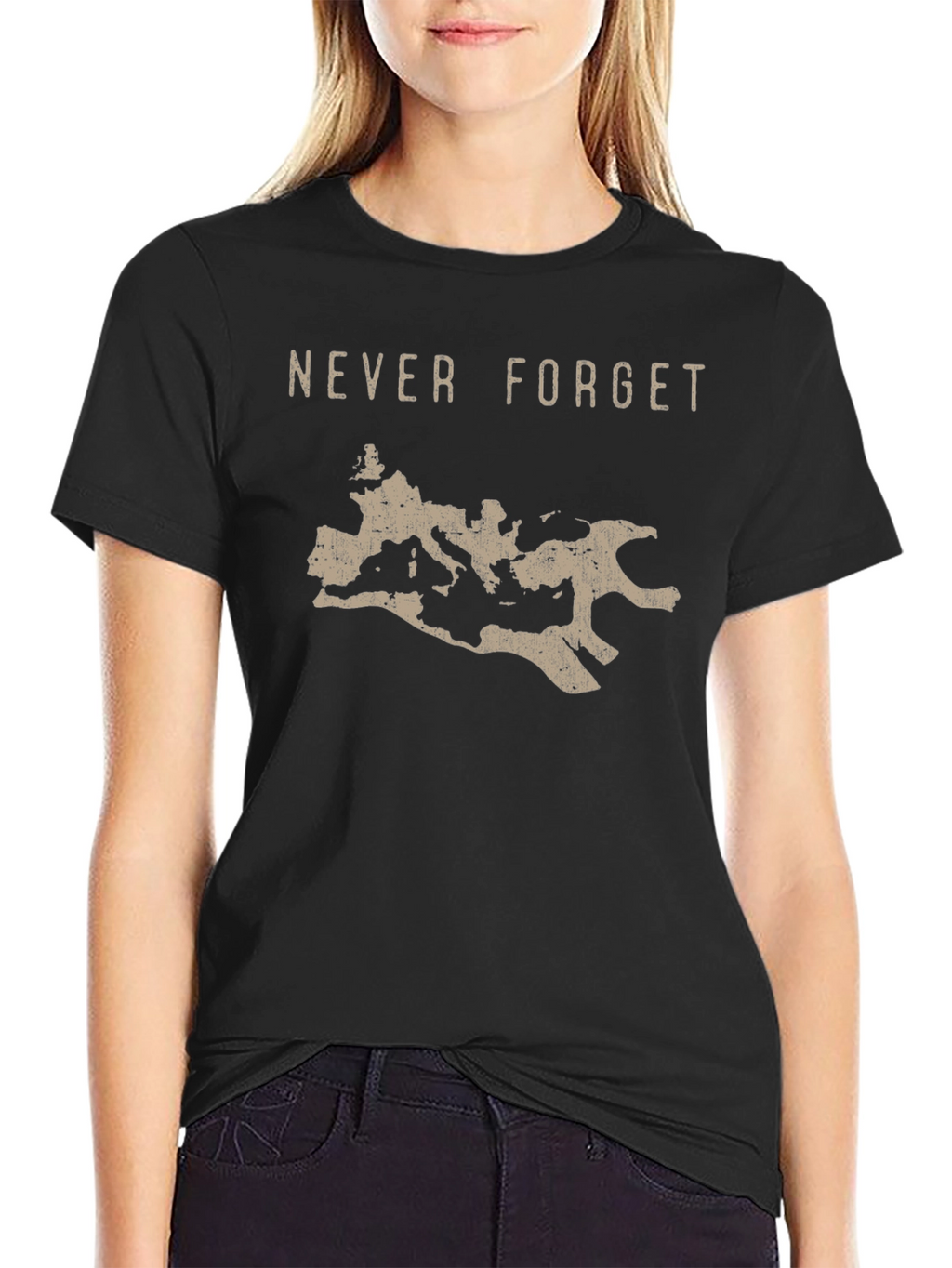 Roman Empire Never Forget Graphic Tee - Black