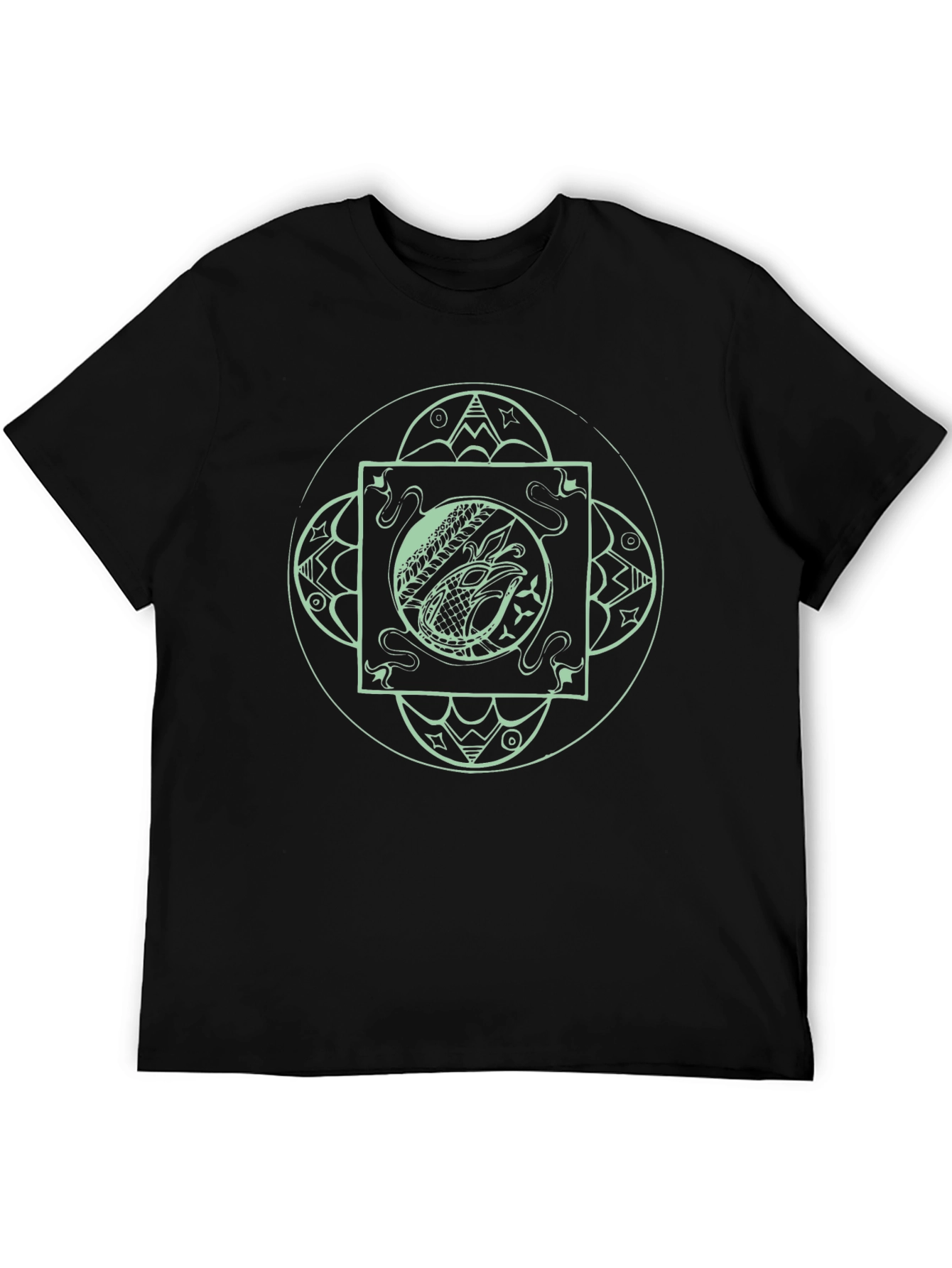 Mens Black T-Shirt with Eagle Graphic