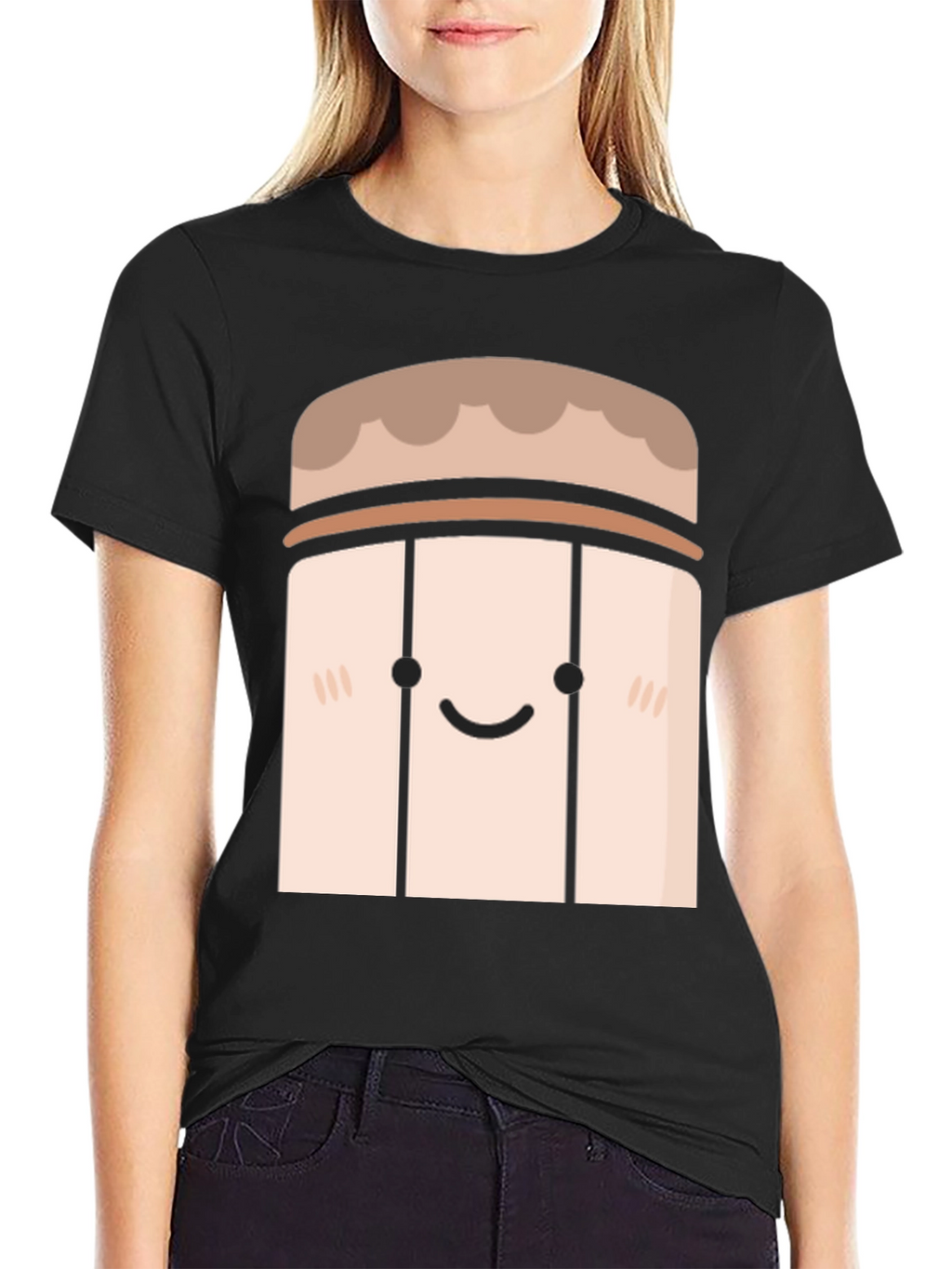 Cute Cartoon Character Black T-Shirt