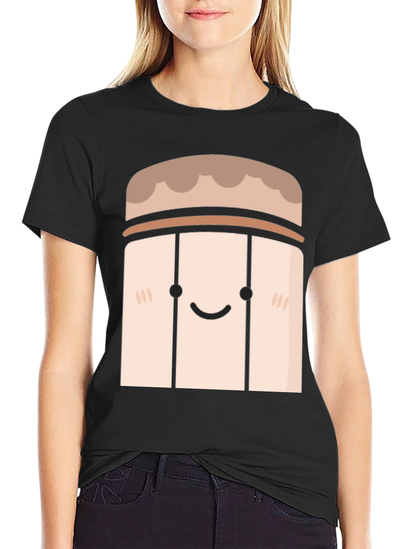 Cute Cartoon Character Black T-Shirt