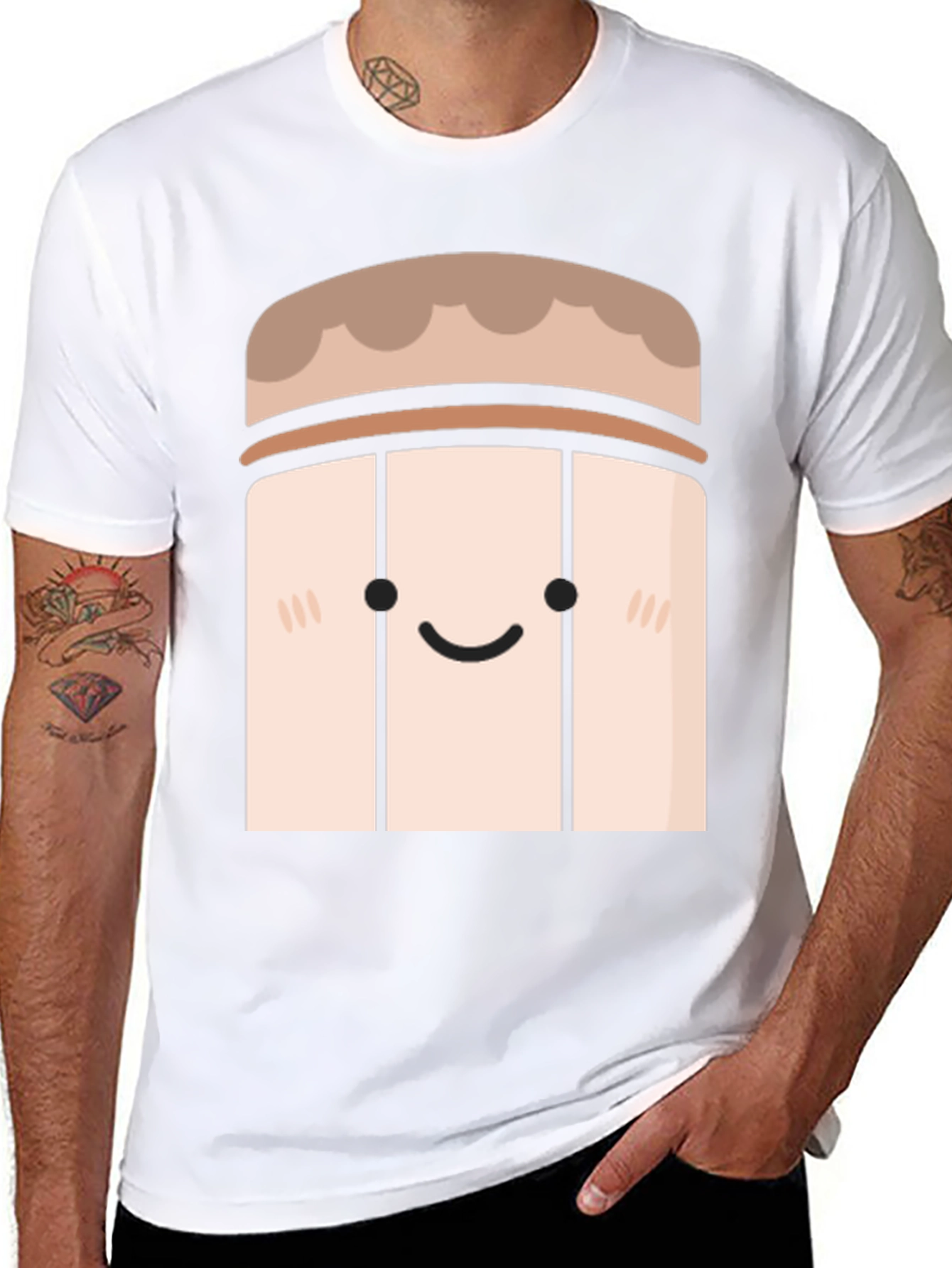 Cute Cartoon Character Black T-Shirt