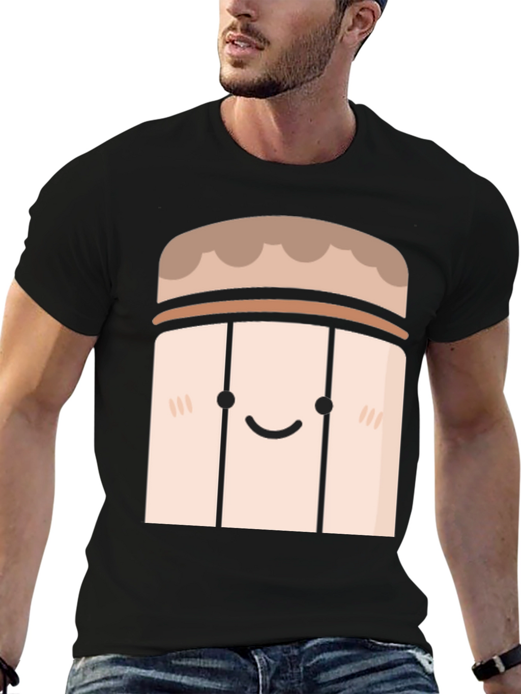 Cute Cartoon Character Black T-Shirt