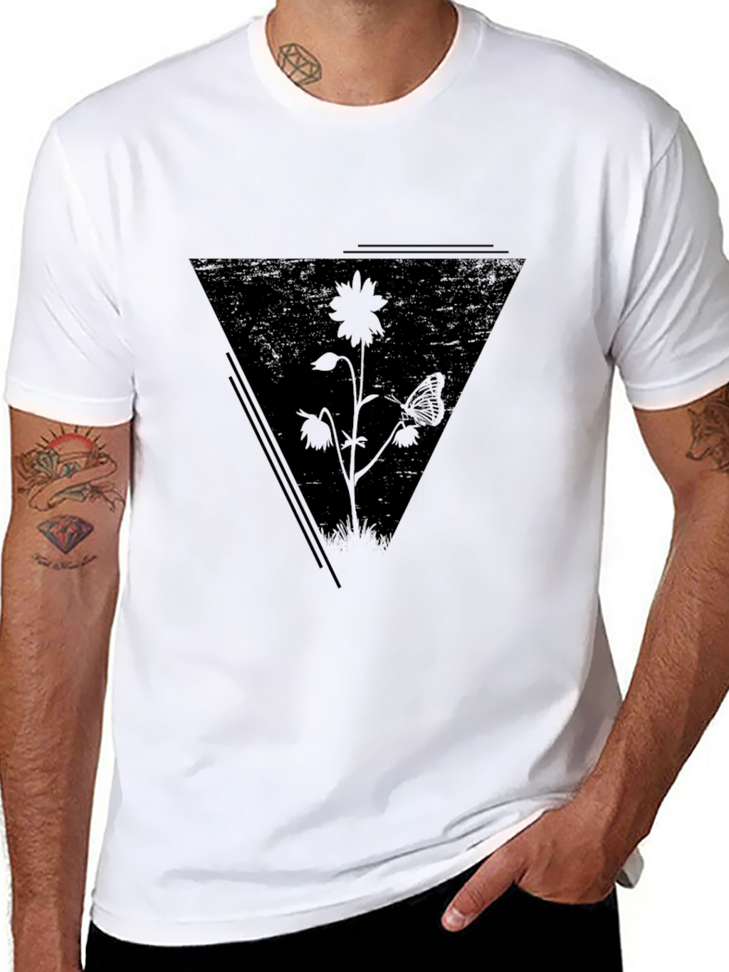 Black Floral Triangle Graphic Tee