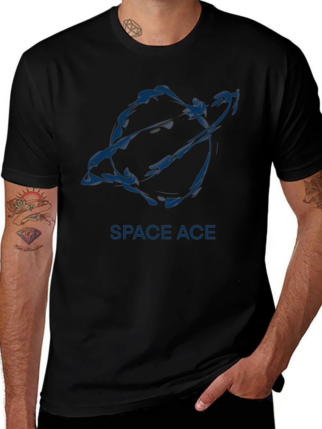 Space Ace Graphic Tee - Stylish Black T-Shirt