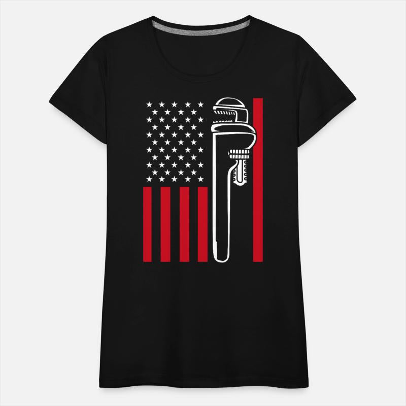 4th Of July US Flag Pipe Wrench Plumber