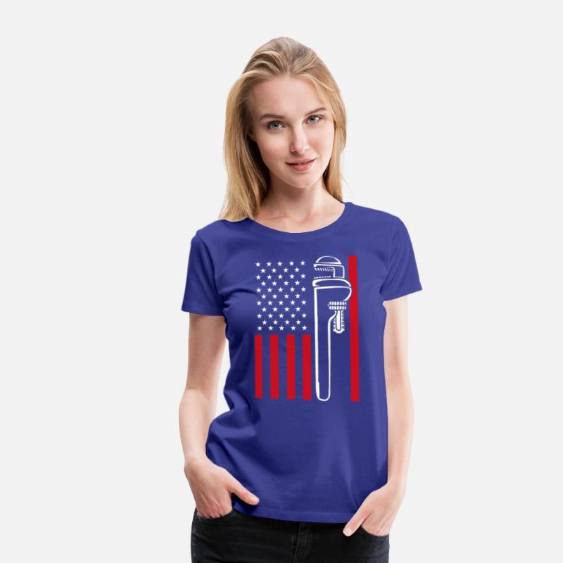 4th Of July US Flag Pipe Wrench Plumber