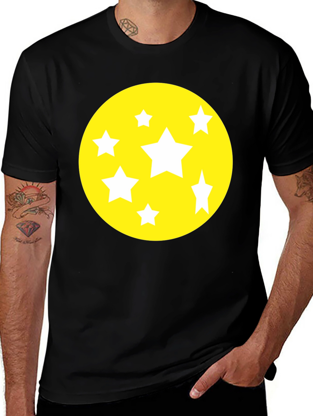 Starry Graphic Tee - Black Cotton Comfort
