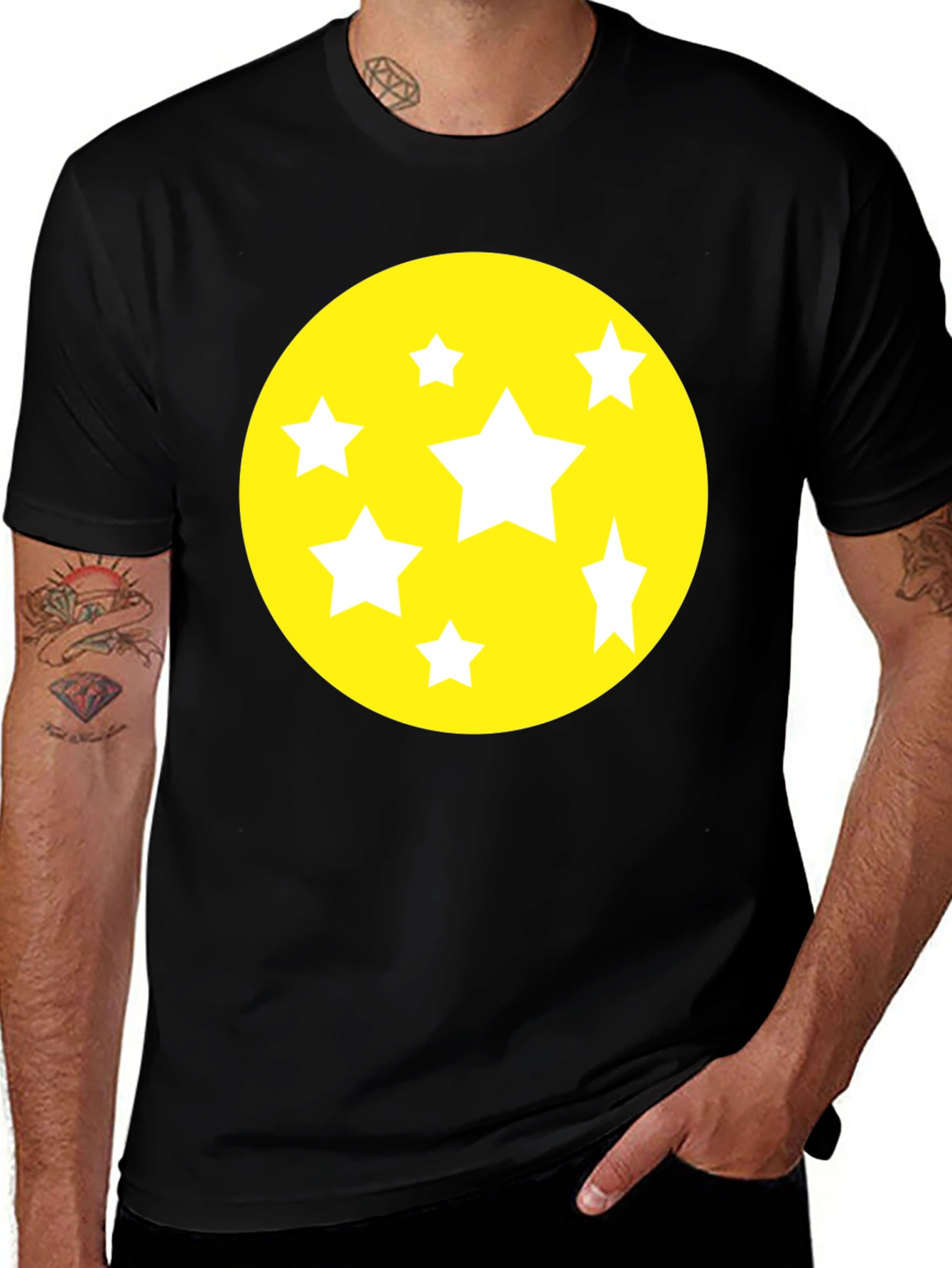 Starry Graphic Tee - Black Cotton Comfort