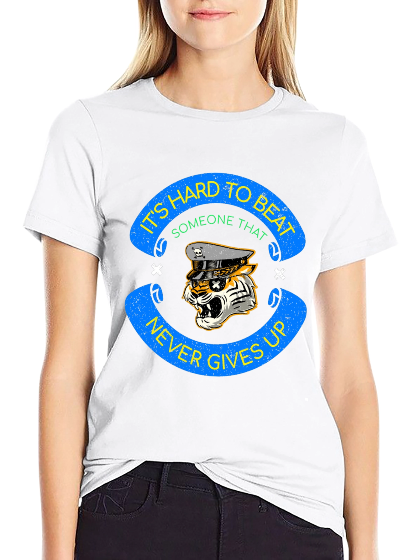 Motivational Tiger T-Shirt - Never Give Up!