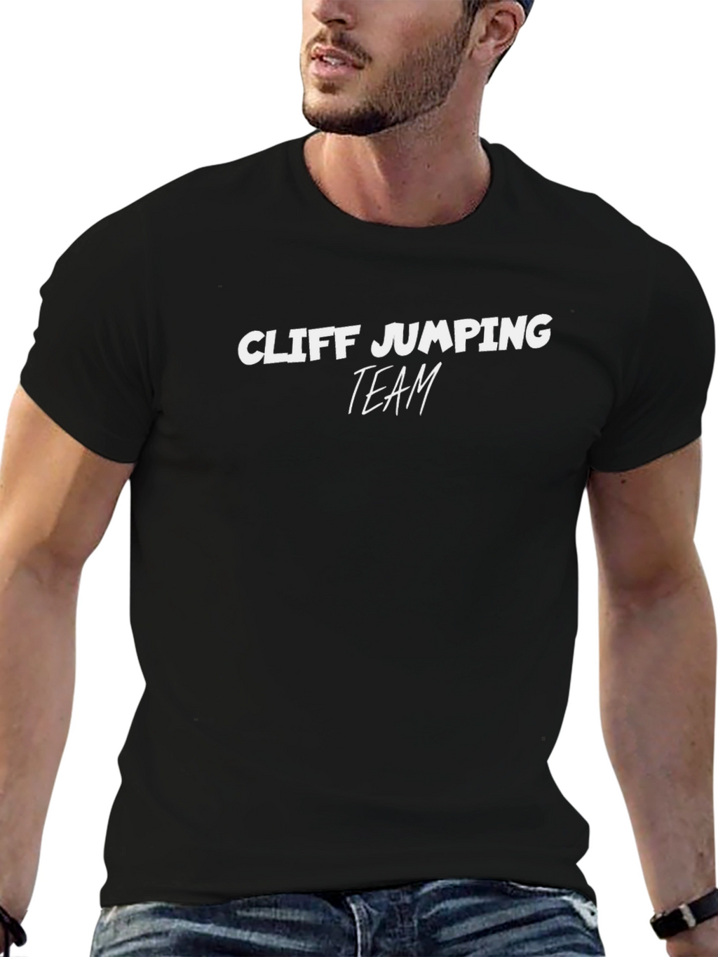 Cliff Jumping Team Black Graphic Tee