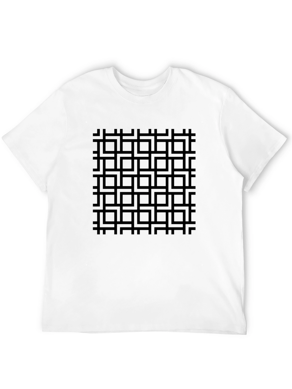 Geometric Grid Black T-Shirt