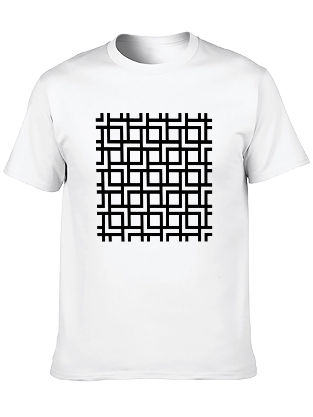 Geometric Grid Black T-Shirt